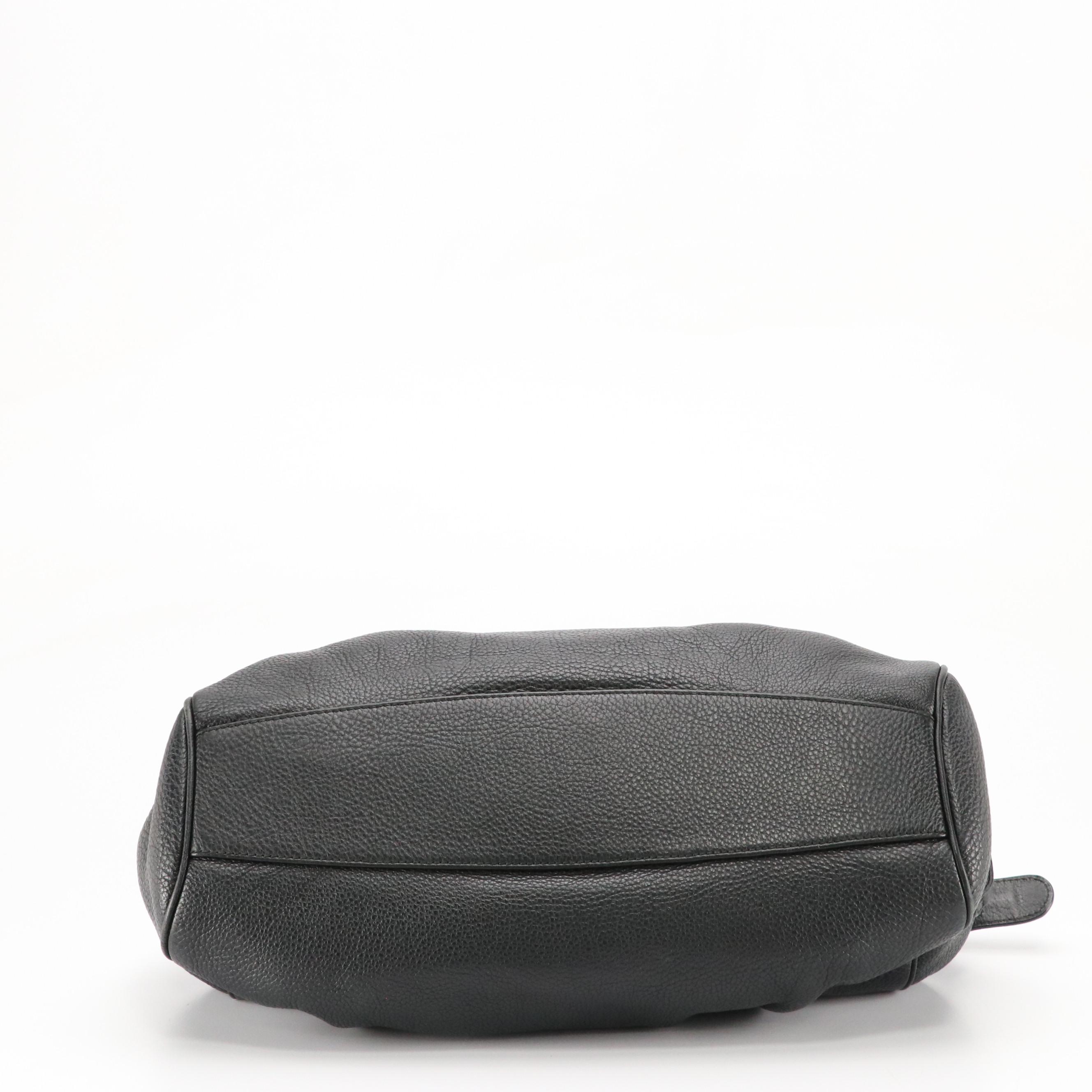 Salvatore Ferragamo Marisa Shoulder Satchel in Black Grained Calfskin Leather