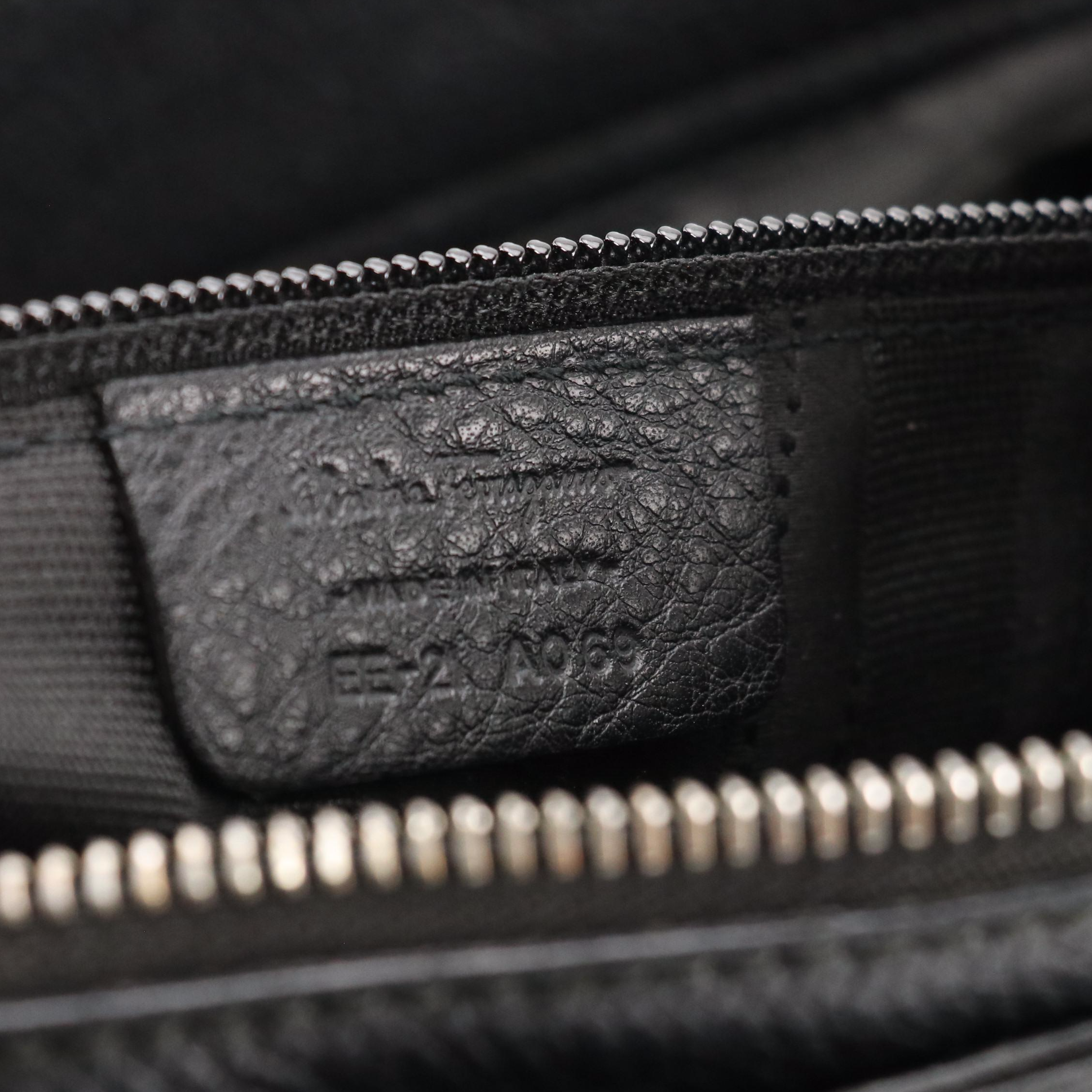 Salvatore Ferragamo Marisa Shoulder Satchel in Black Grained Calfskin Leather