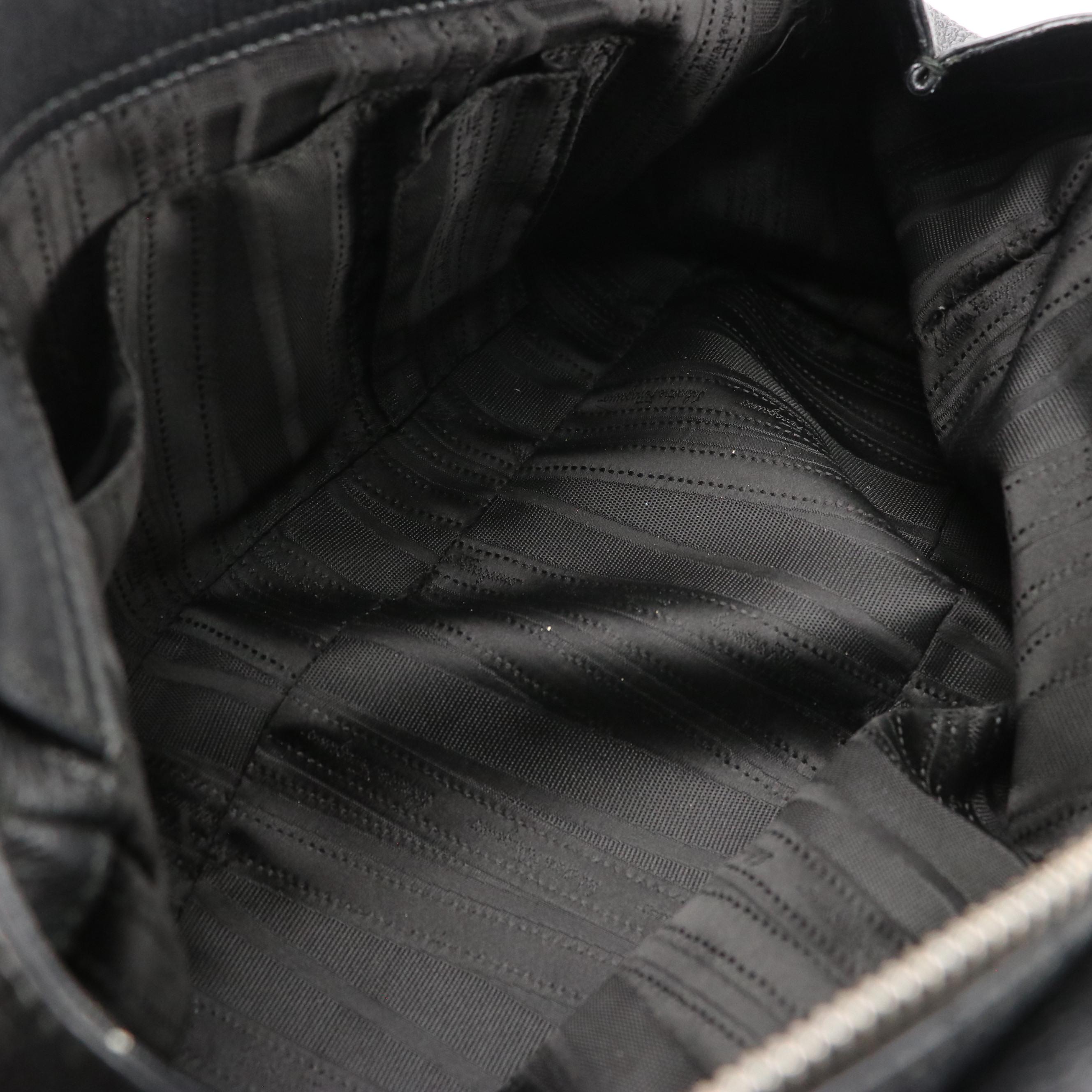 Salvatore Ferragamo Marisa Shoulder Satchel in Black Grained Calfskin Leather