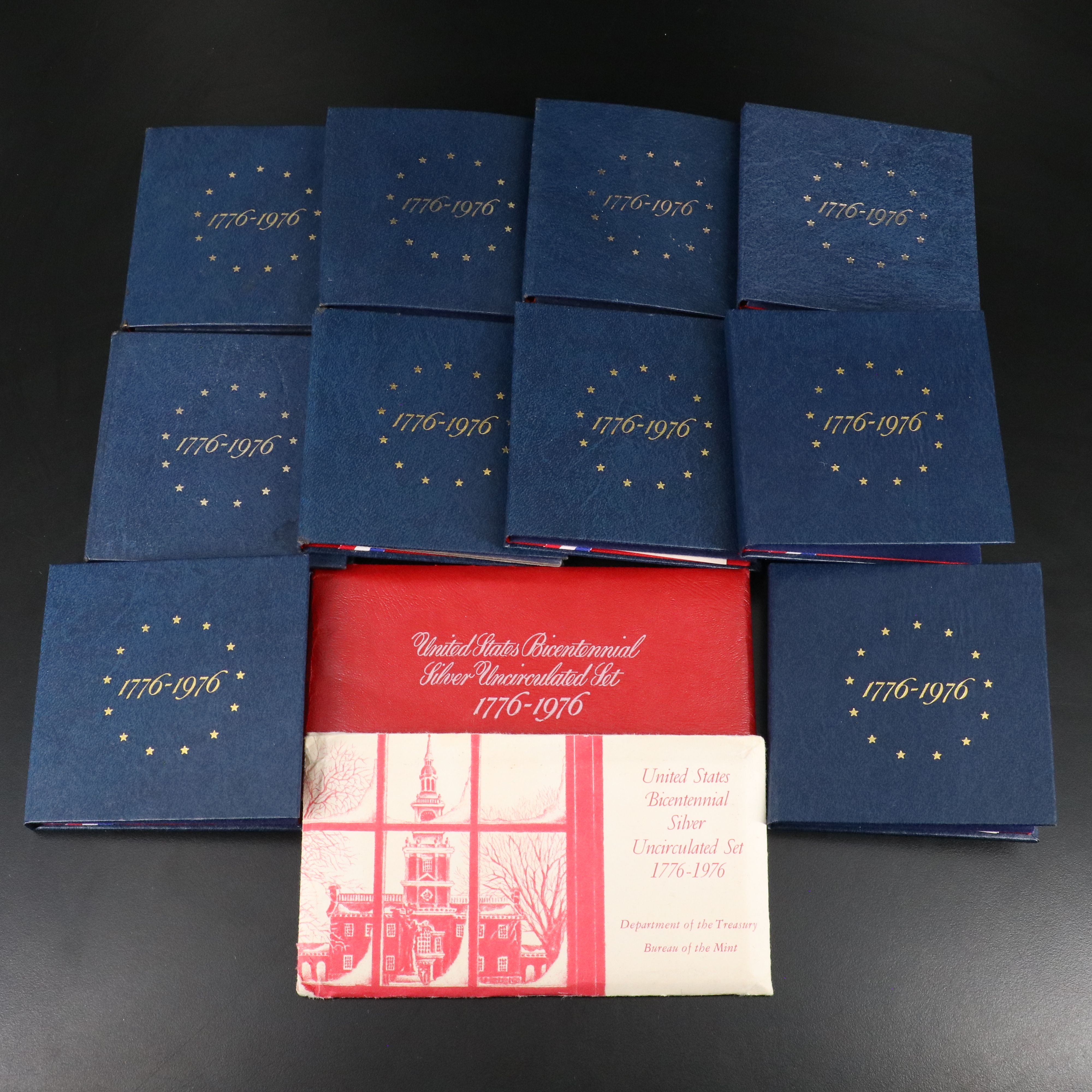 Twelve U.S. Bicentennial 3-Coin Silver Sets, Proof and Uncirculated