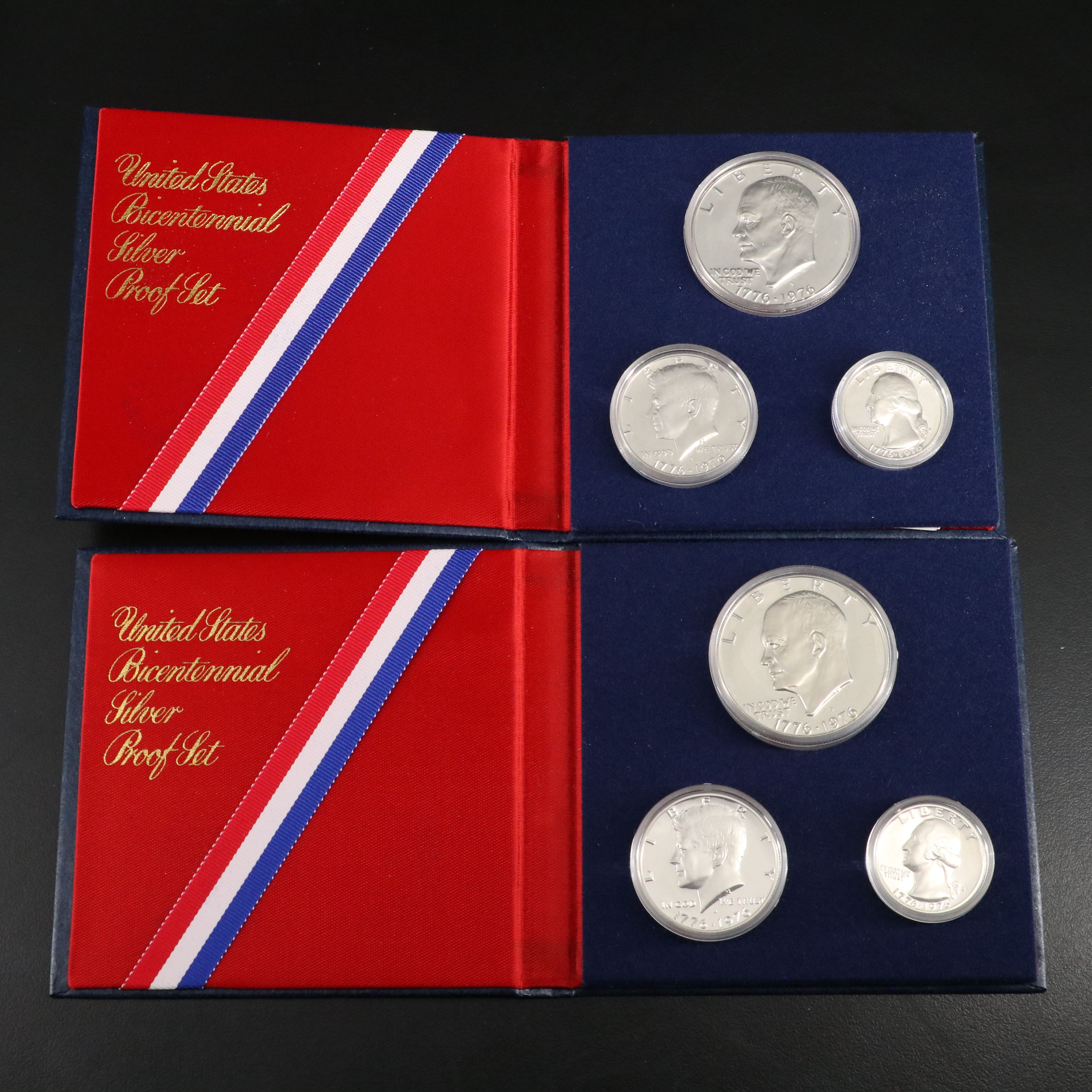 Twelve U.S. Bicentennial 3-Coin Silver Sets, Proof and Uncirculated