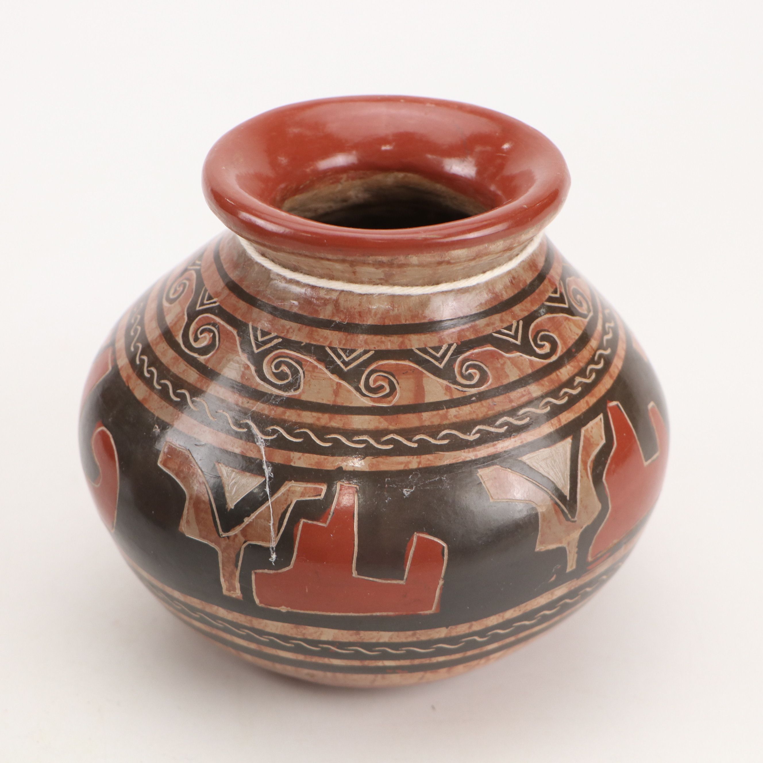 Reproduction Chorotega Mesoamerican Hand-Painted Earthenware Vases