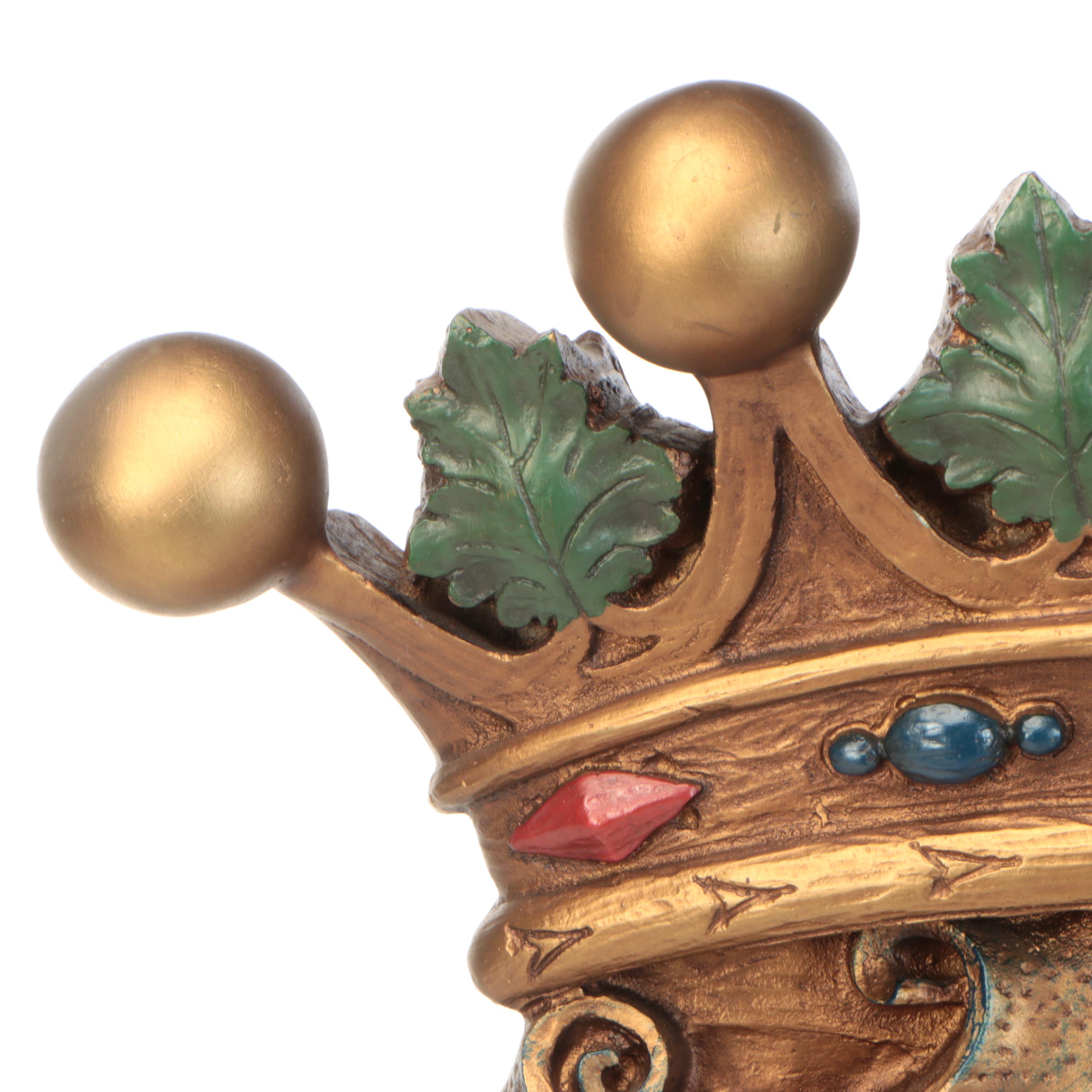 Heraldic Rampant Lion with Crown Coat of Arms Wall Hanging, 21st Century