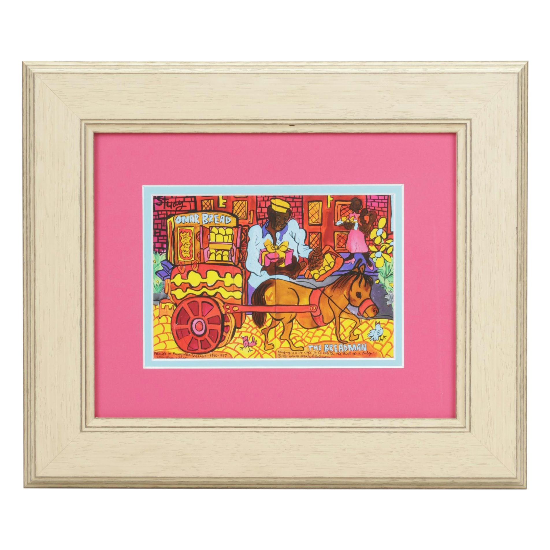 Giclée after Aminah Robinson "The Bread Man Bringing a Cake..." 1981