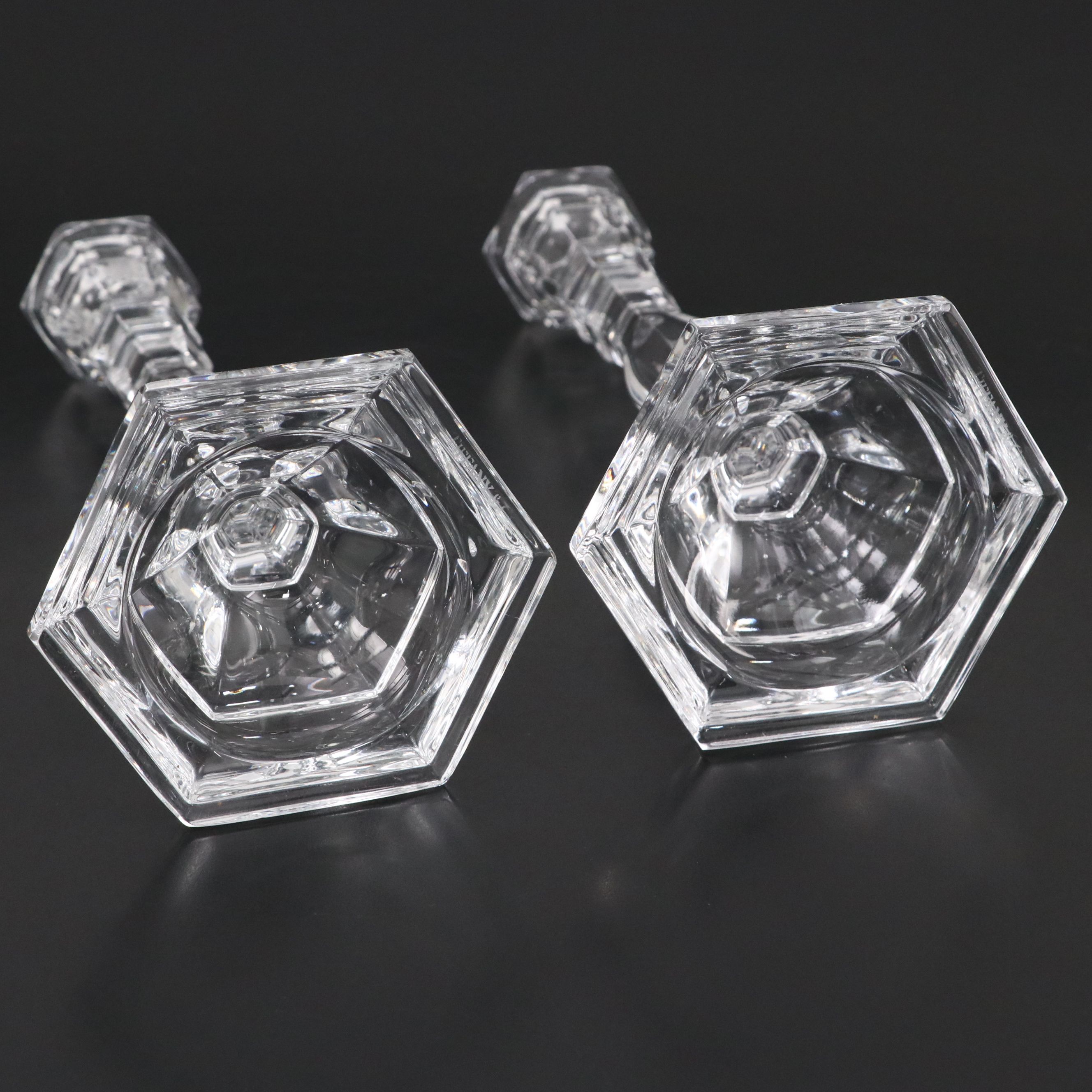 Pair of Tiffany & Co. "Hampton" Crystal Candlesticks