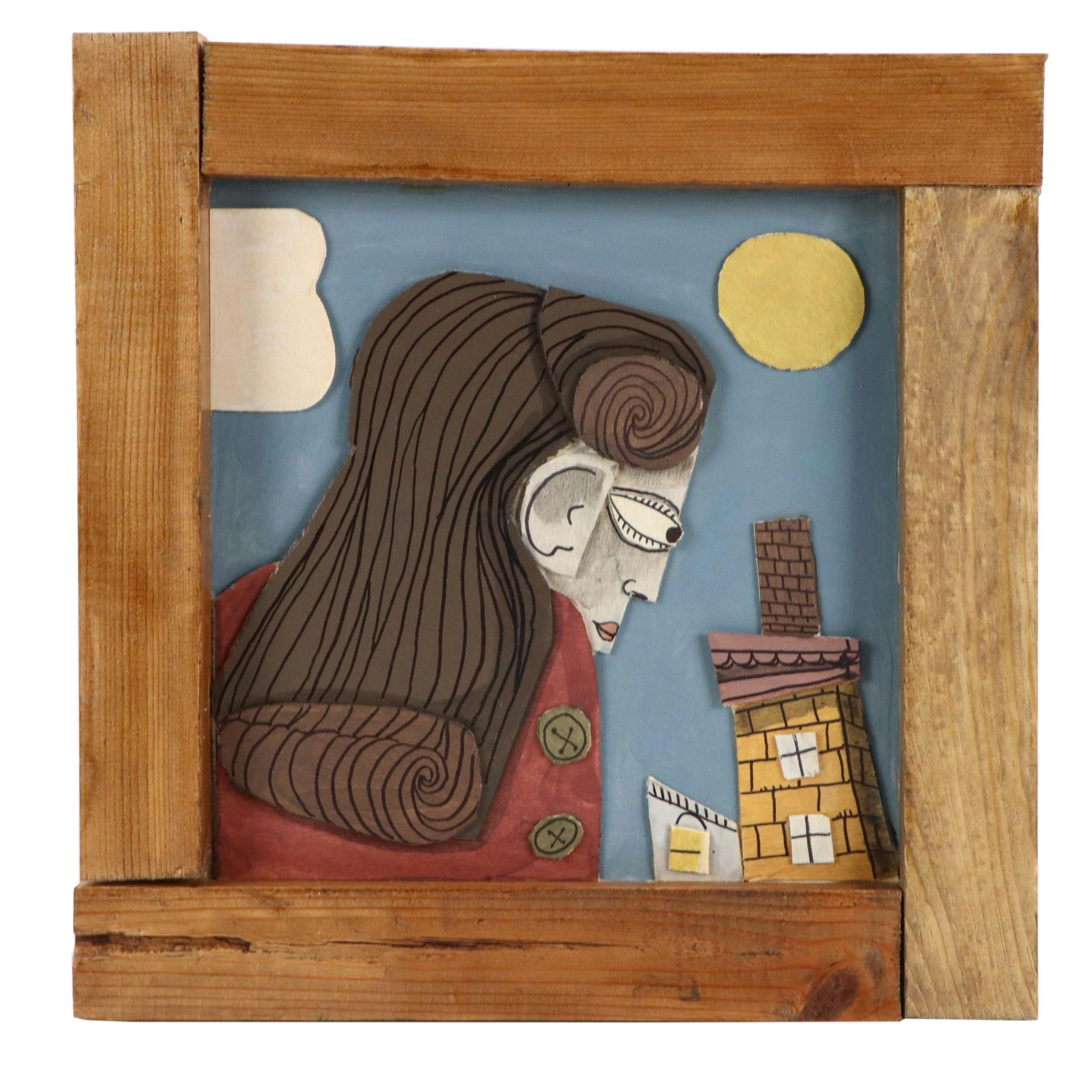 Aaron Wooten Stylized Dimensional Figural Acrylic Painting "Tuesday Morning"