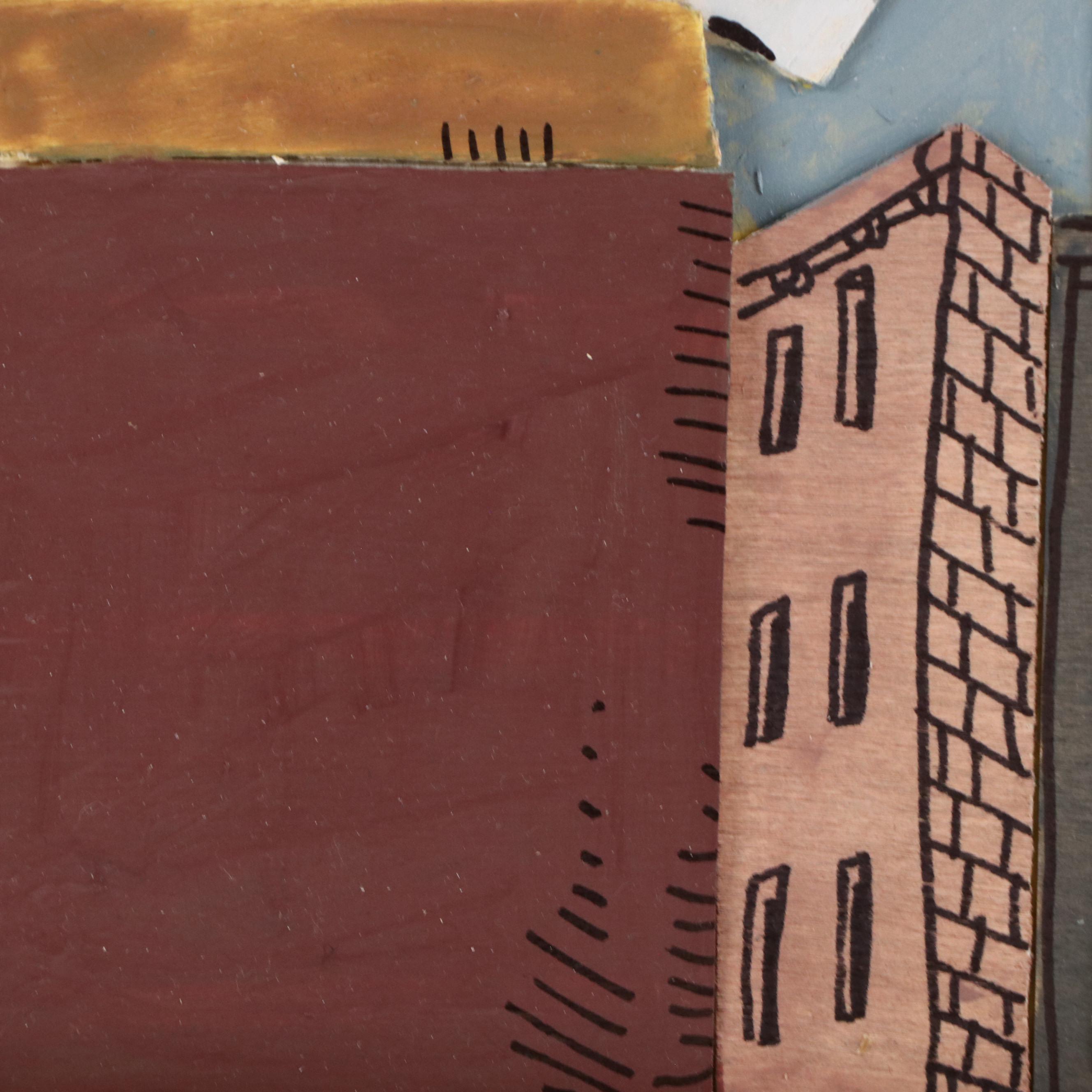 Aaron Wooten Stylized Dimensional Surrealist Acrylic Painting "Anxiety," 2025