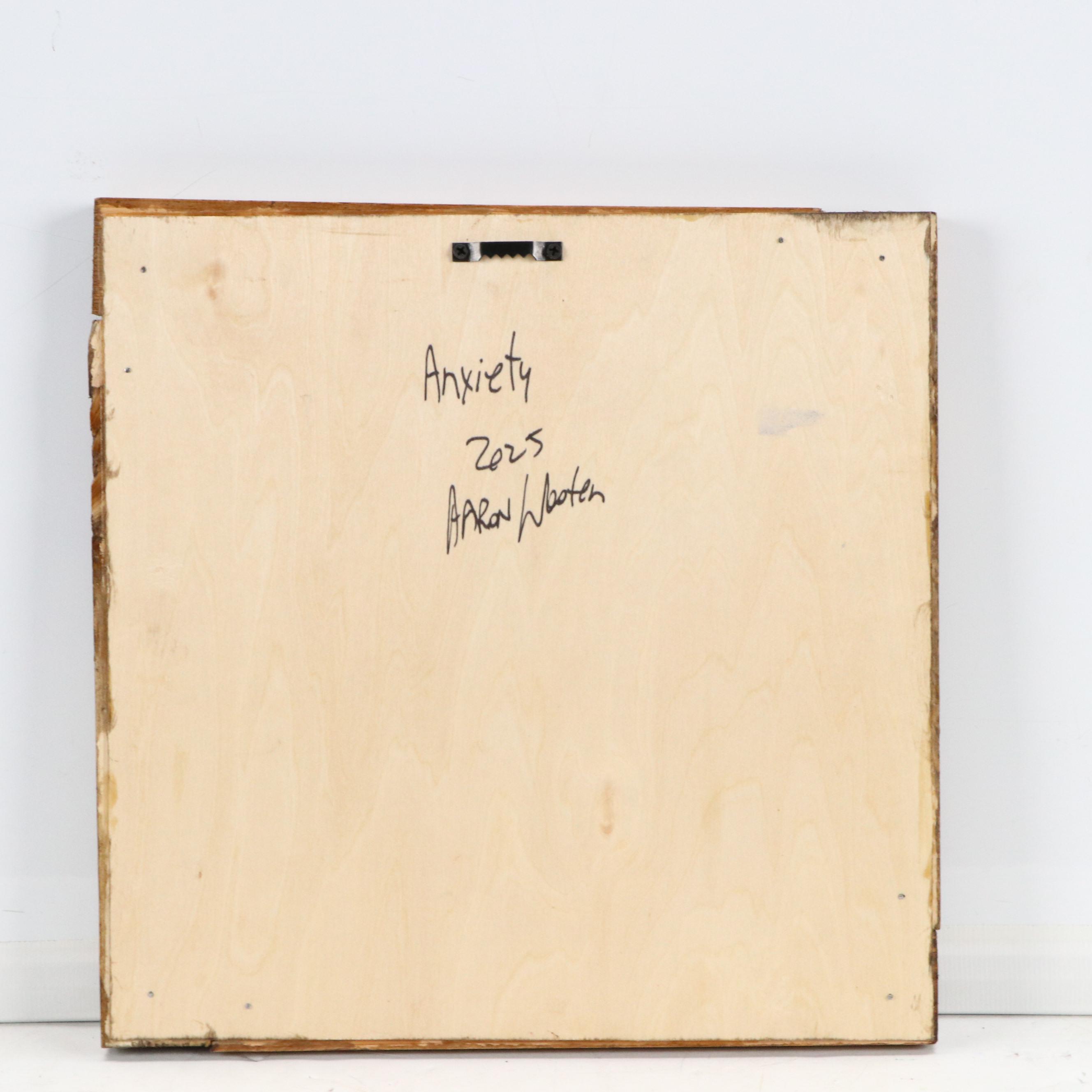 Aaron Wooten Stylized Dimensional Surrealist Acrylic Painting "Anxiety," 2025