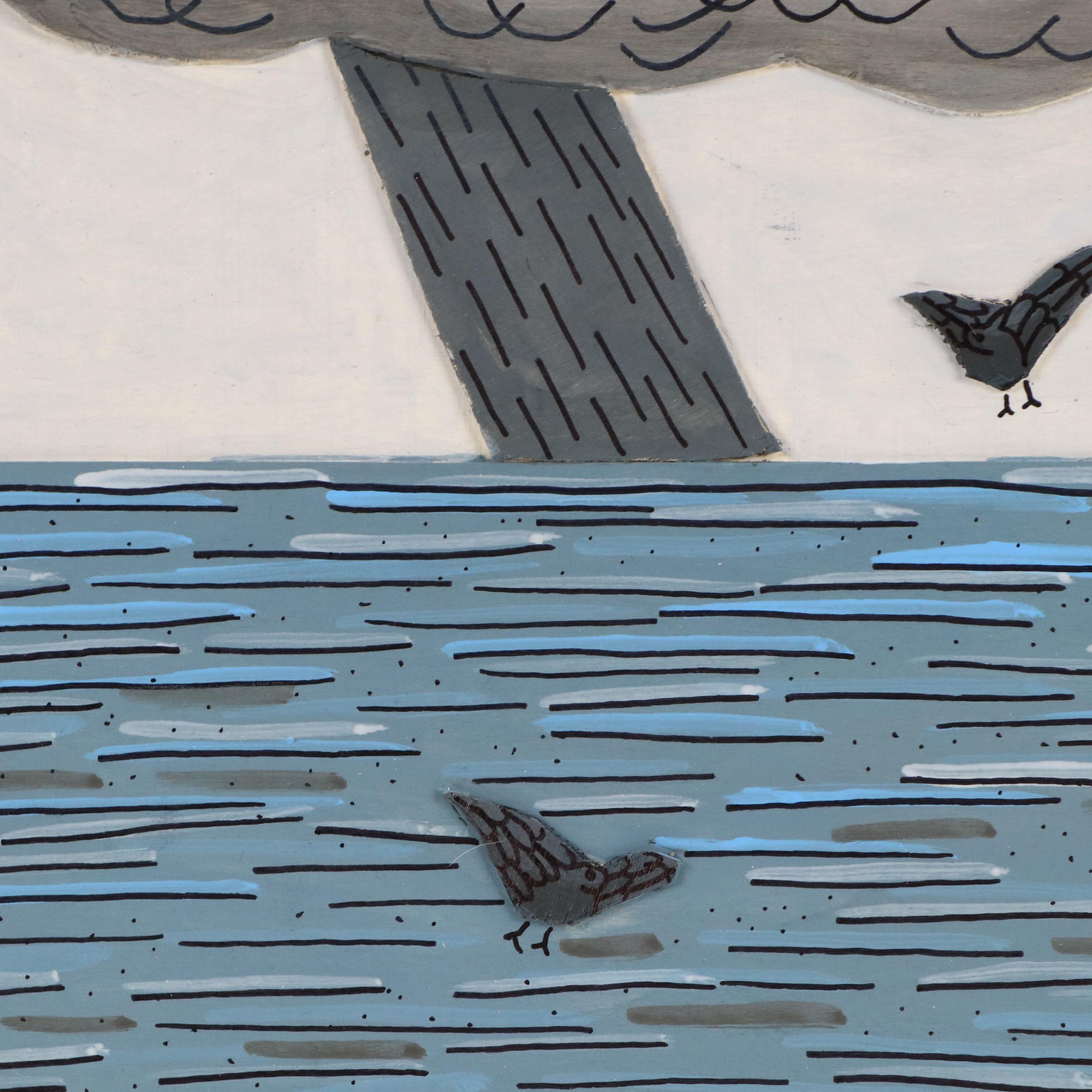 Aaron Wooten Stylized Dimensional Seascape Acrylic Painting "The Storm," 2025