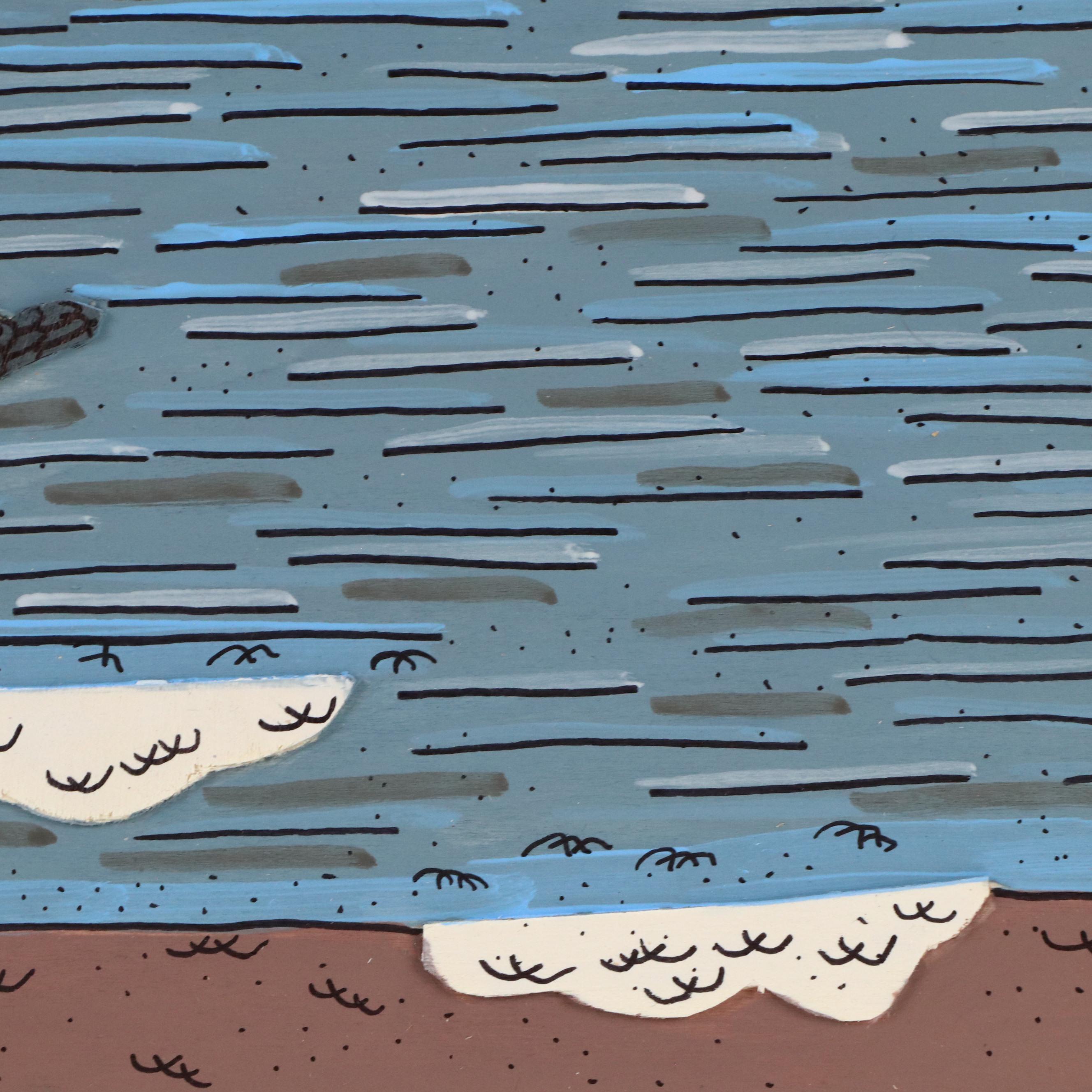 Aaron Wooten Stylized Dimensional Seascape Acrylic Painting "The Storm," 2025