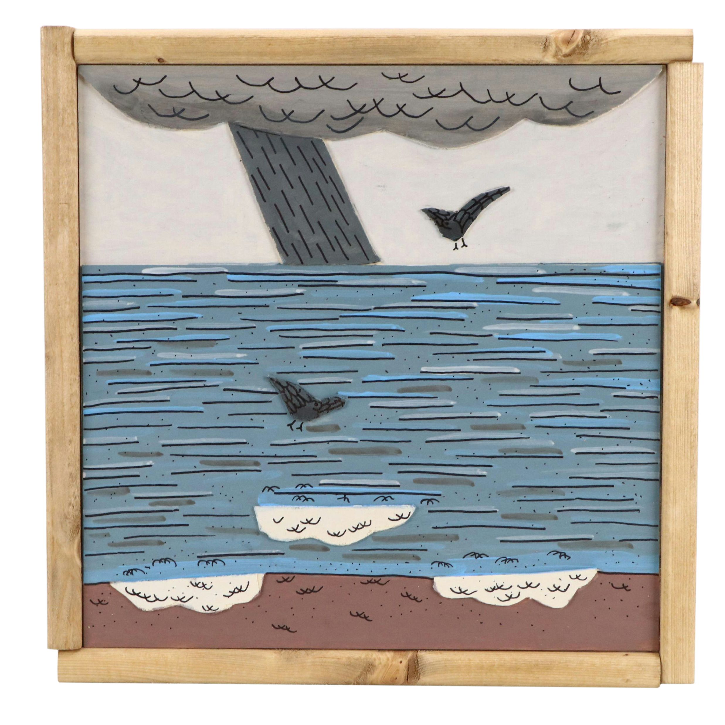 Aaron Wooten Stylized Dimensional Seascape Acrylic Painting "The Storm," 2025