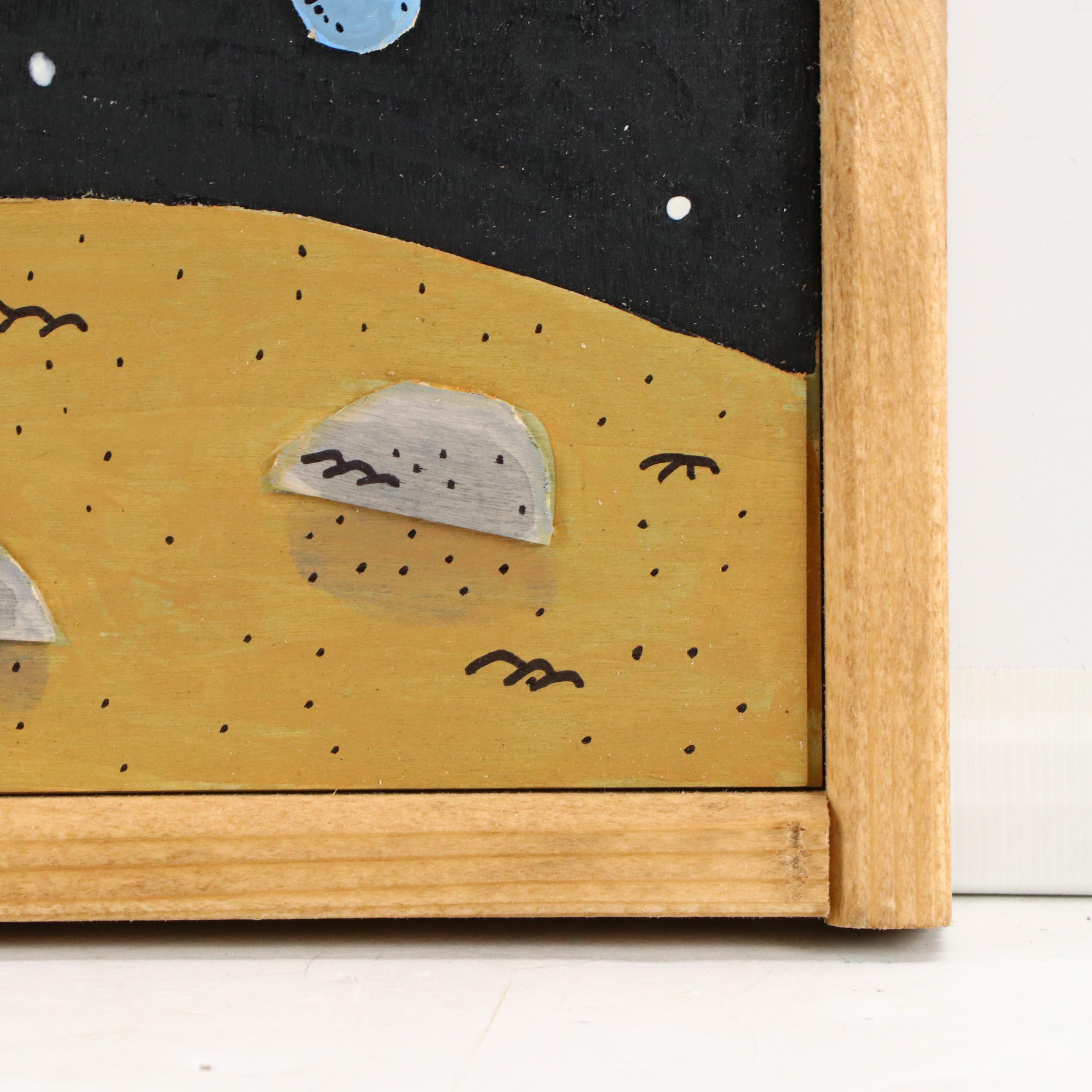 Aaron Wooten Stylized Dimensional Acrylic Painting "Spaceman," 2025