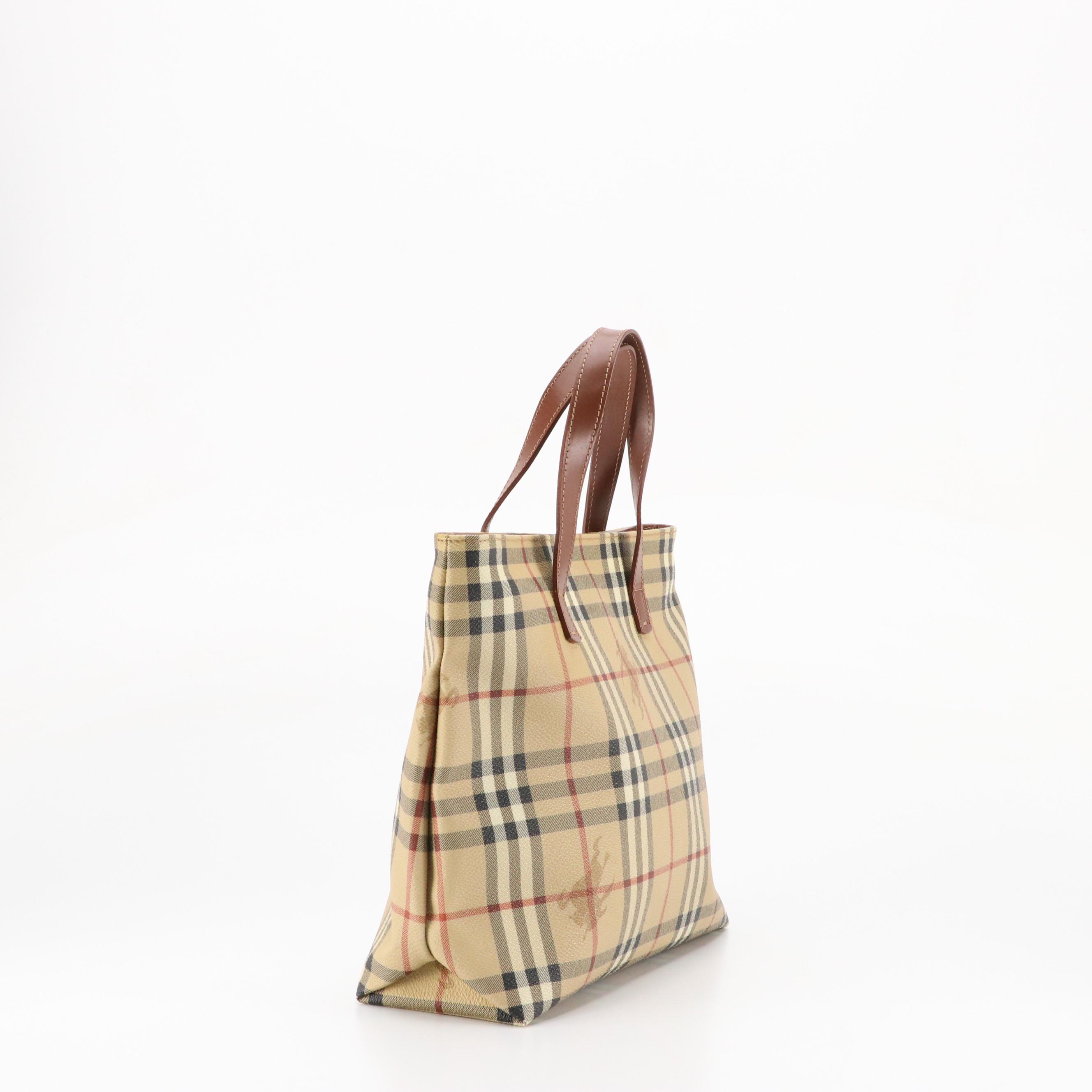 Burberry Tote in Haymarket Check Canvas and Leather Trim