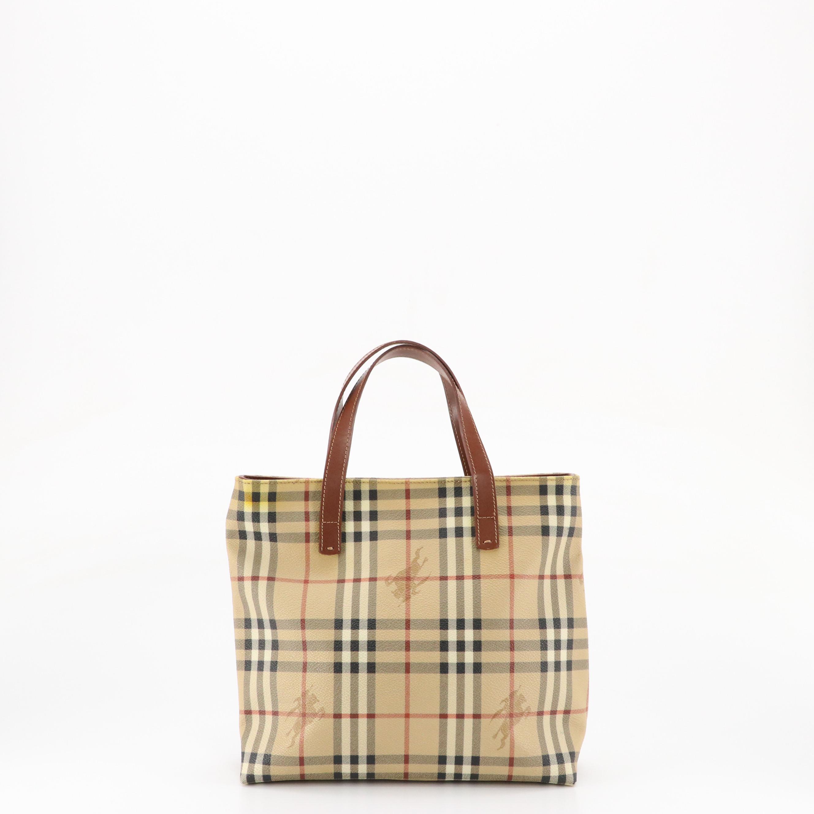 Burberry Tote in Haymarket Check Canvas and Leather Trim