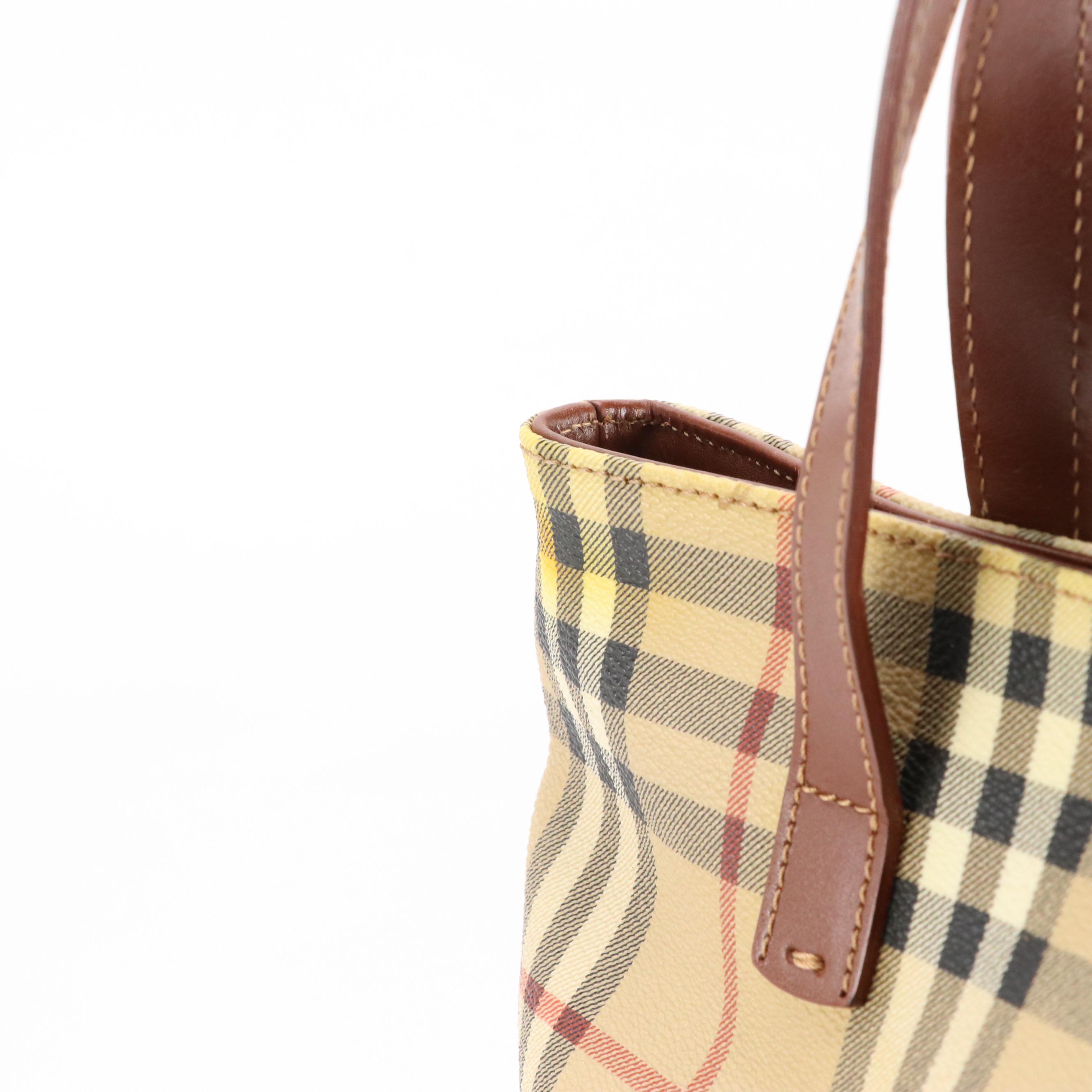 Burberry Tote in Haymarket Check Canvas and Leather Trim