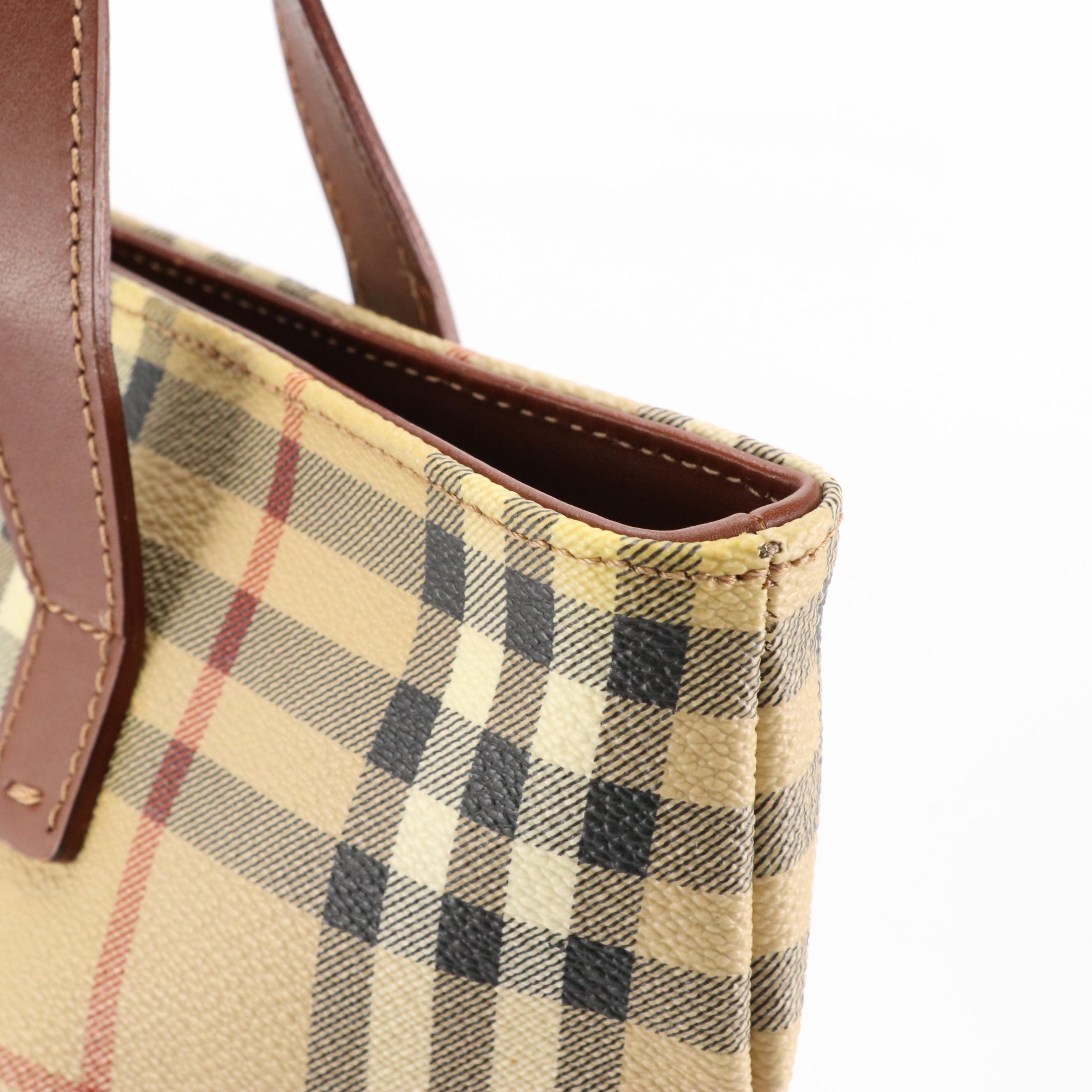 Burberry Tote in Haymarket Check Canvas and Leather Trim