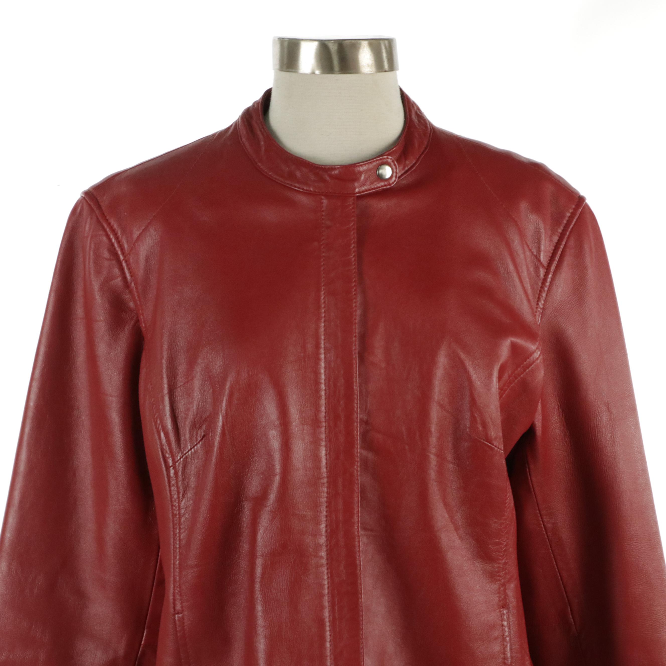Style & Co. Red Leather Zipper-Front Jacket