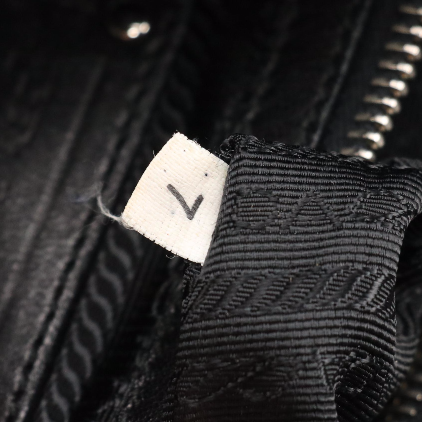 Prada Hobo Shoulder Bag in Black Waved Lambskin Leather and Tessuto Nylon