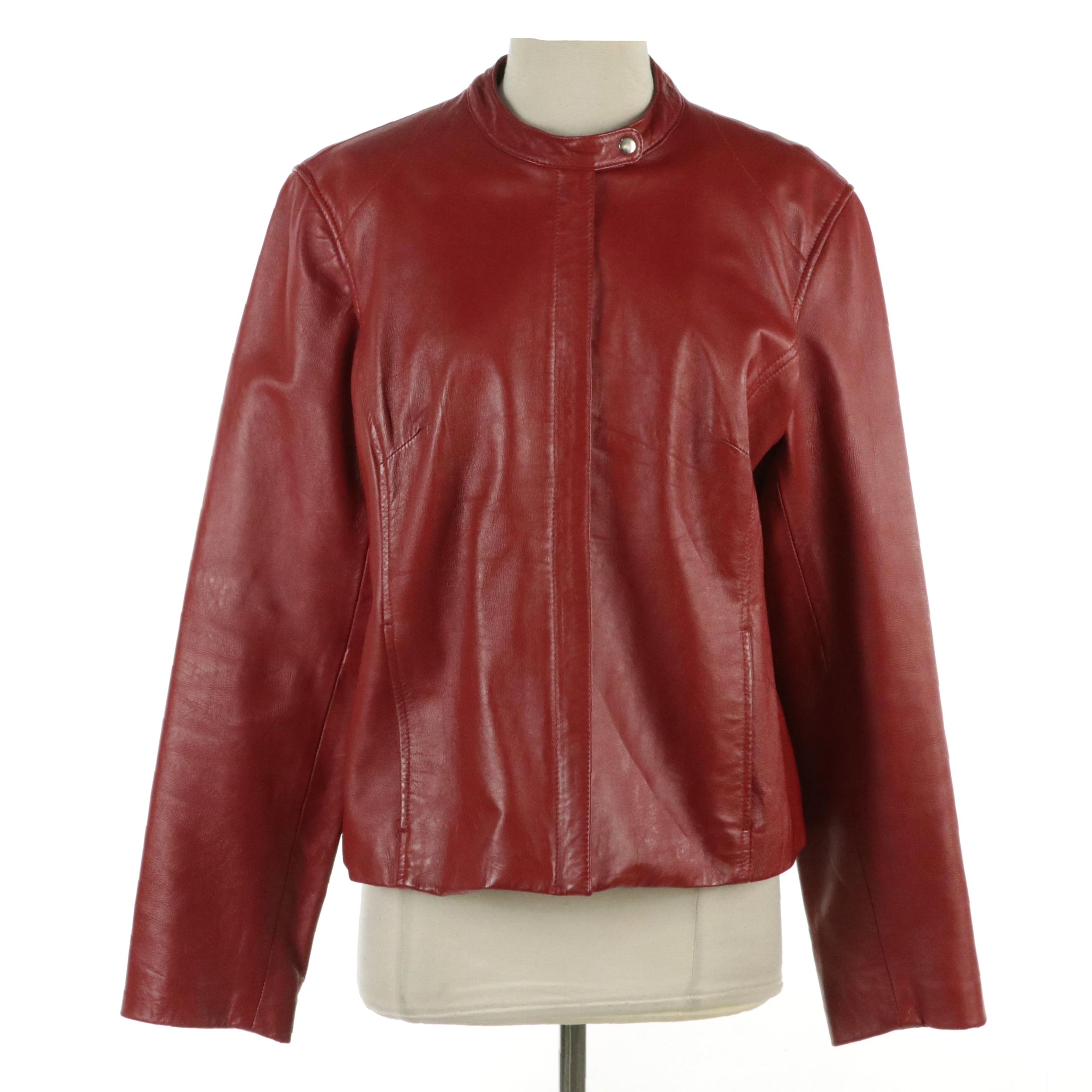 Style & Co. Red Leather Zipper-Front Jacket