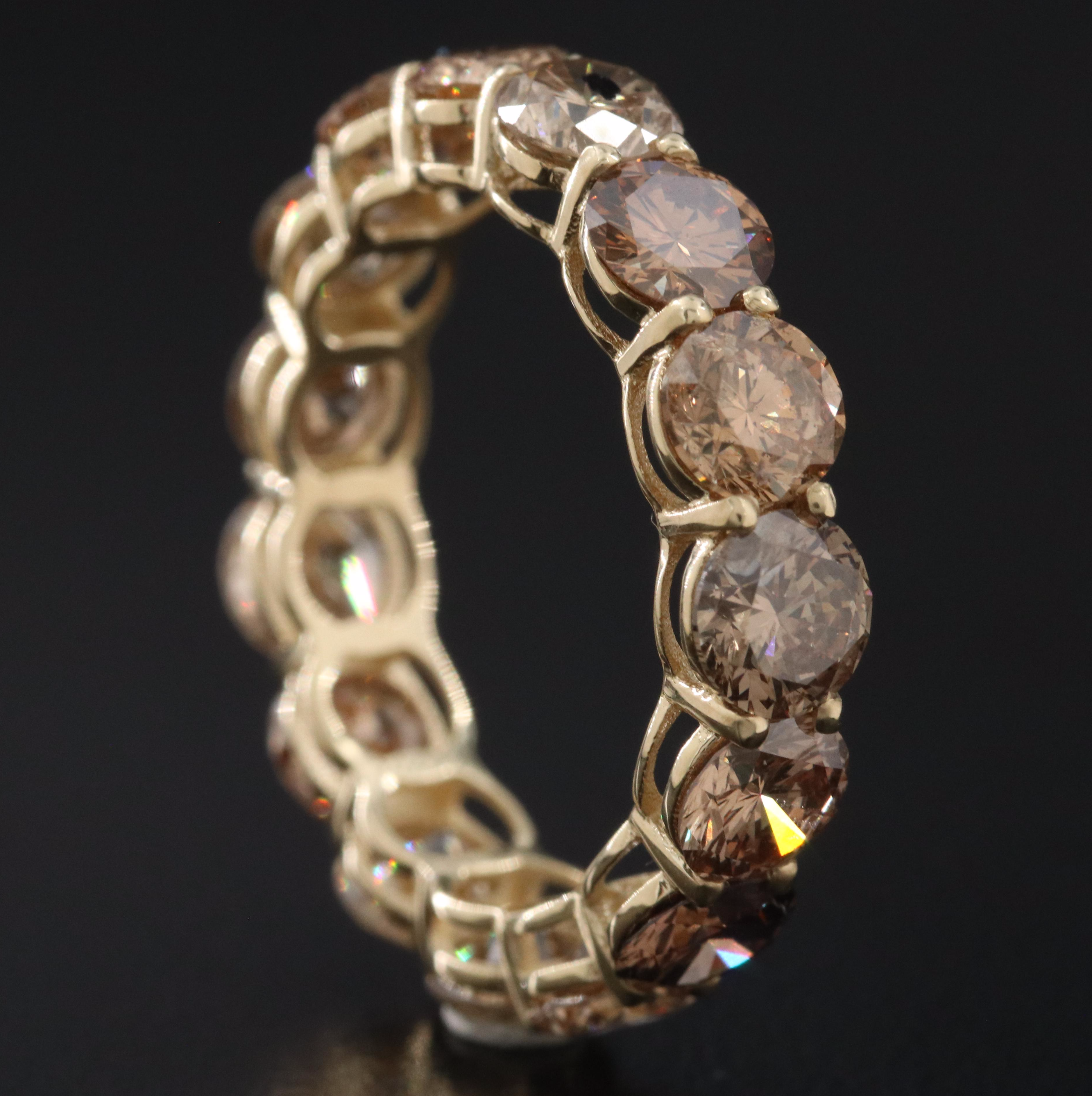 14K 6.18 CTW Diamond Eternity Band with Fancy Color Diamonds and IGI Report