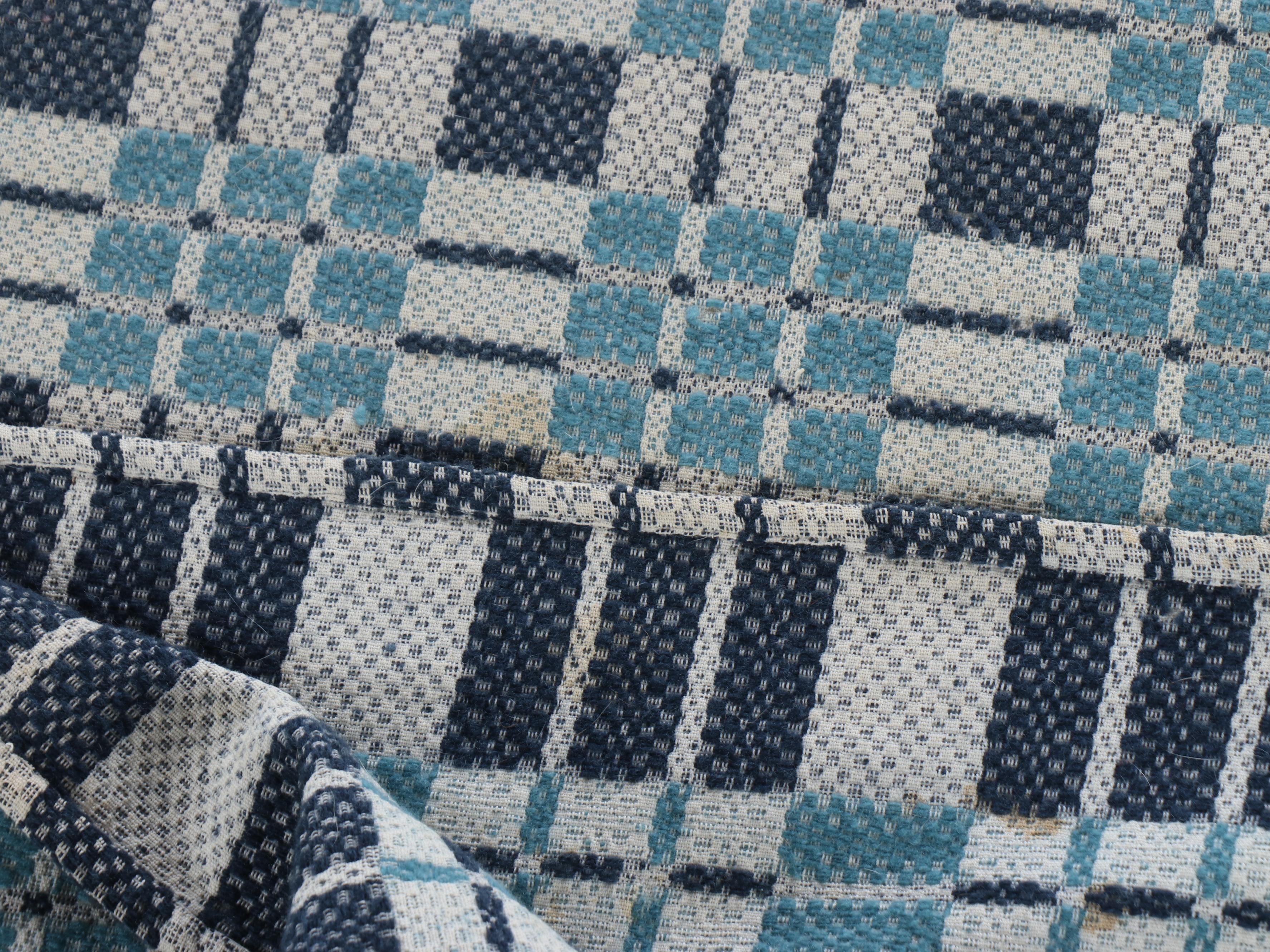 American Vintage Jacquard Woven Coverlet, "Log Cabin," Other Pieced Quilt Tops