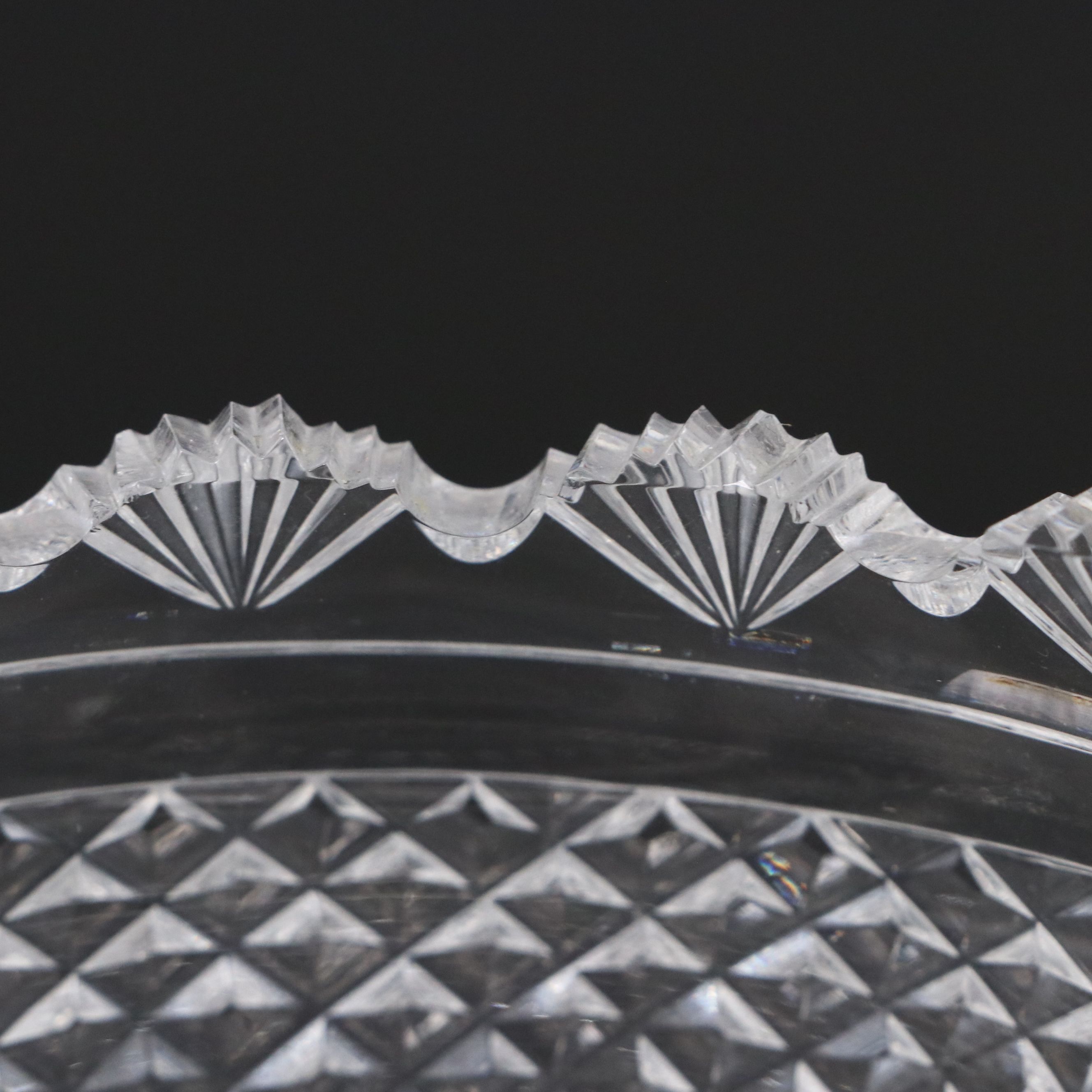 Waterford Crystal Mater Cutter Fan and Diamond Pattern Footed Bowls