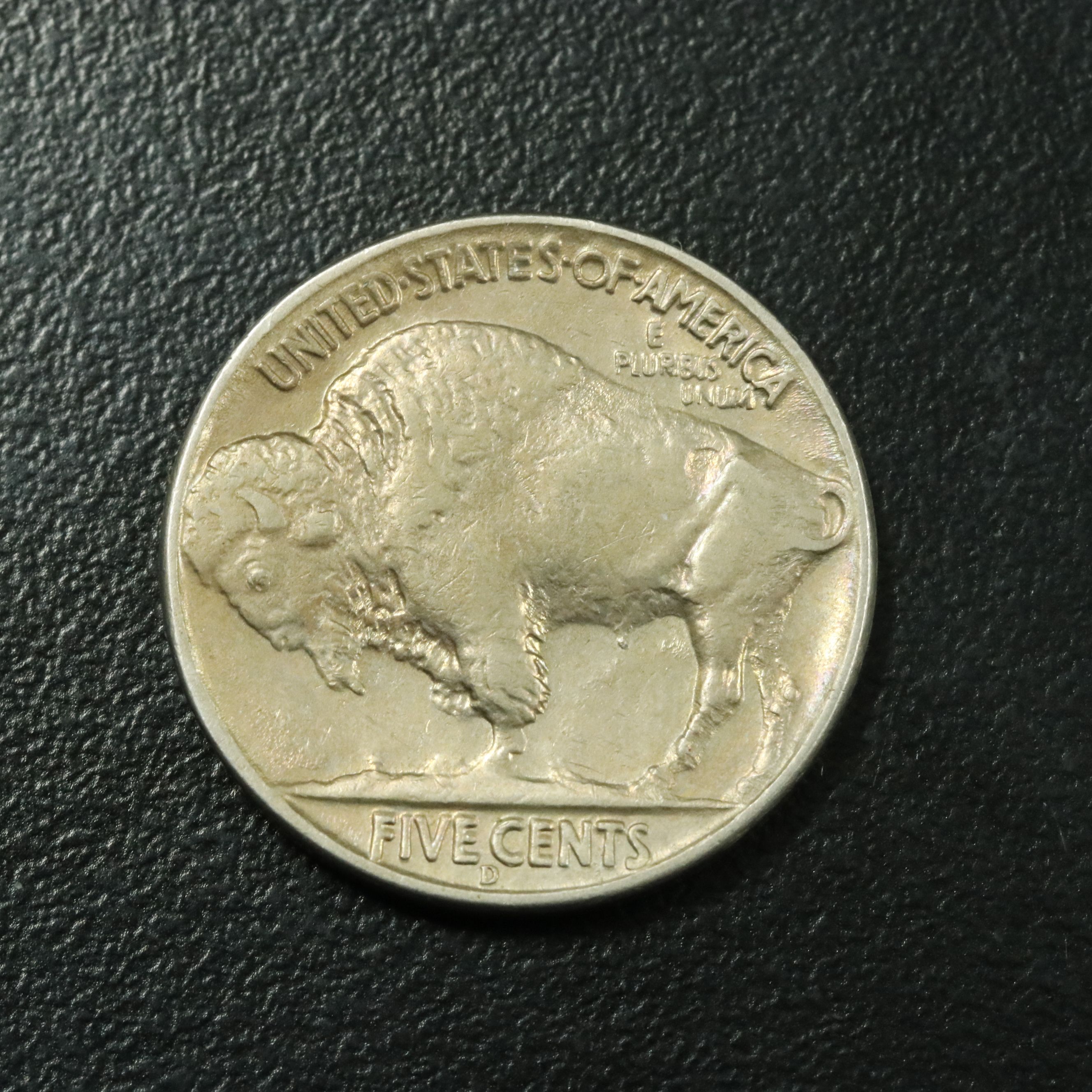 1937-D Three-Legged Buffalo Nickel, Toned
