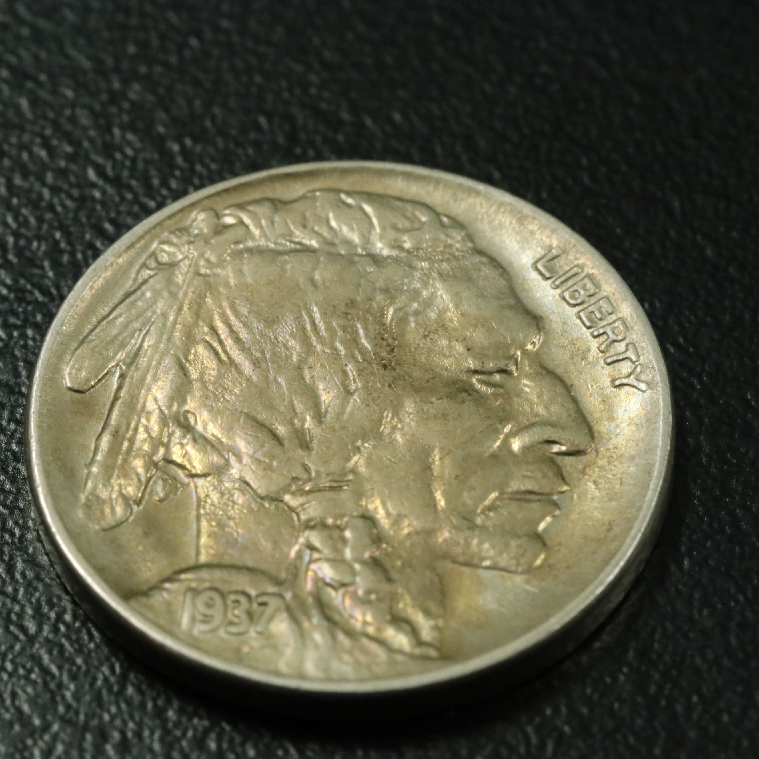 1937-D Three-Legged Buffalo Nickel, Toned