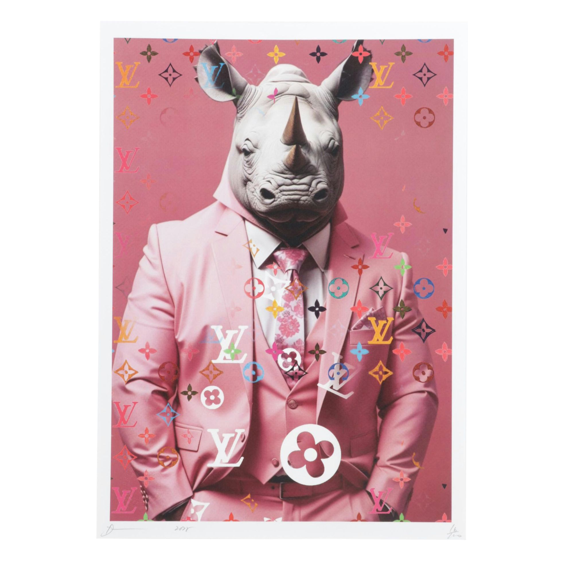 Death NYC Pop Art Graphic Print Homage to Louis Vuitton x Chanel & Rhino, 2025