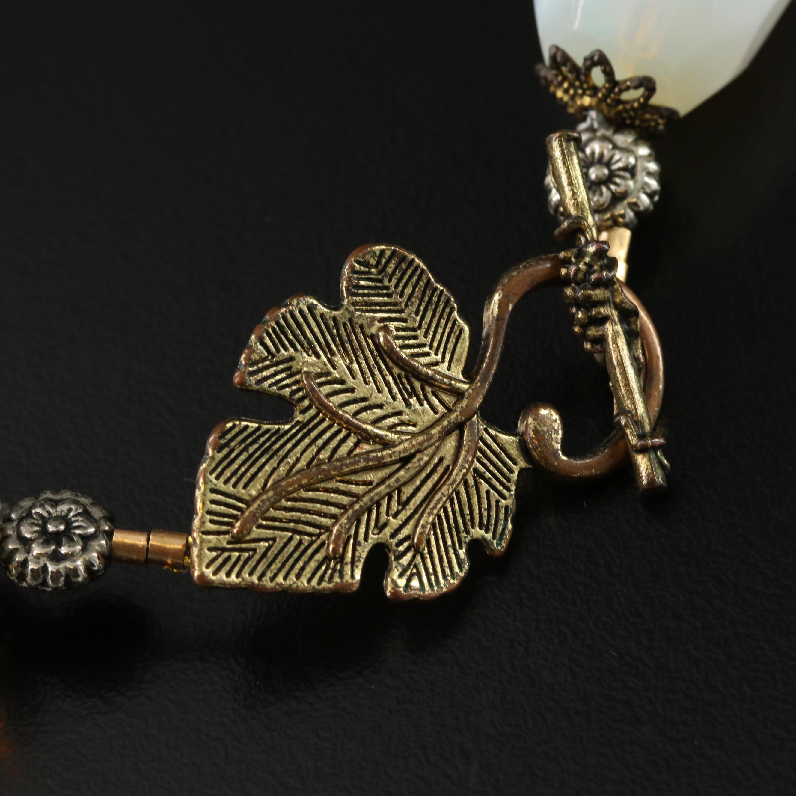 Opaline Glass, Agate and Gemstone Necklace