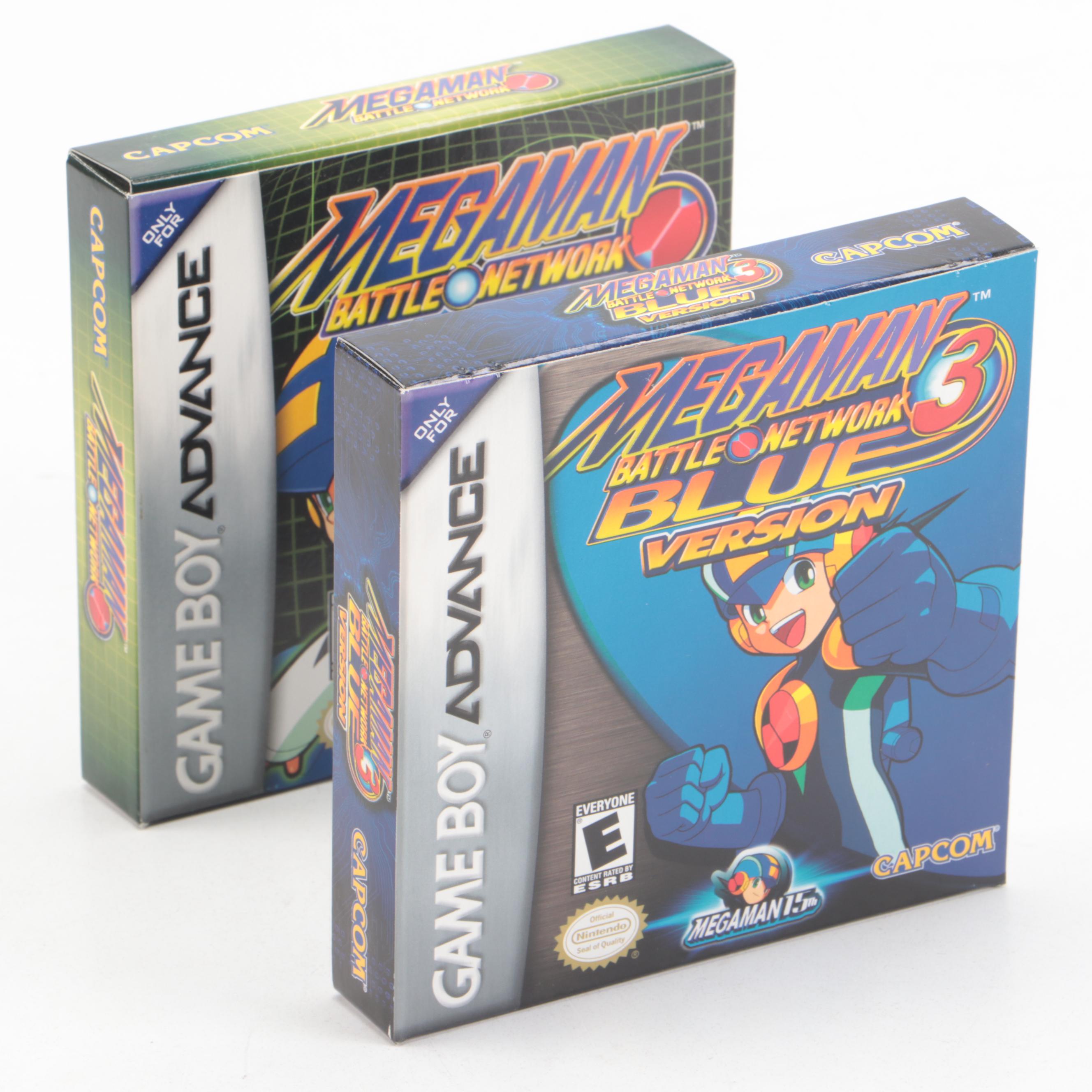 Mega Man Battle Network & Battle Network 3 Blue GBA Video Games with Boxes
