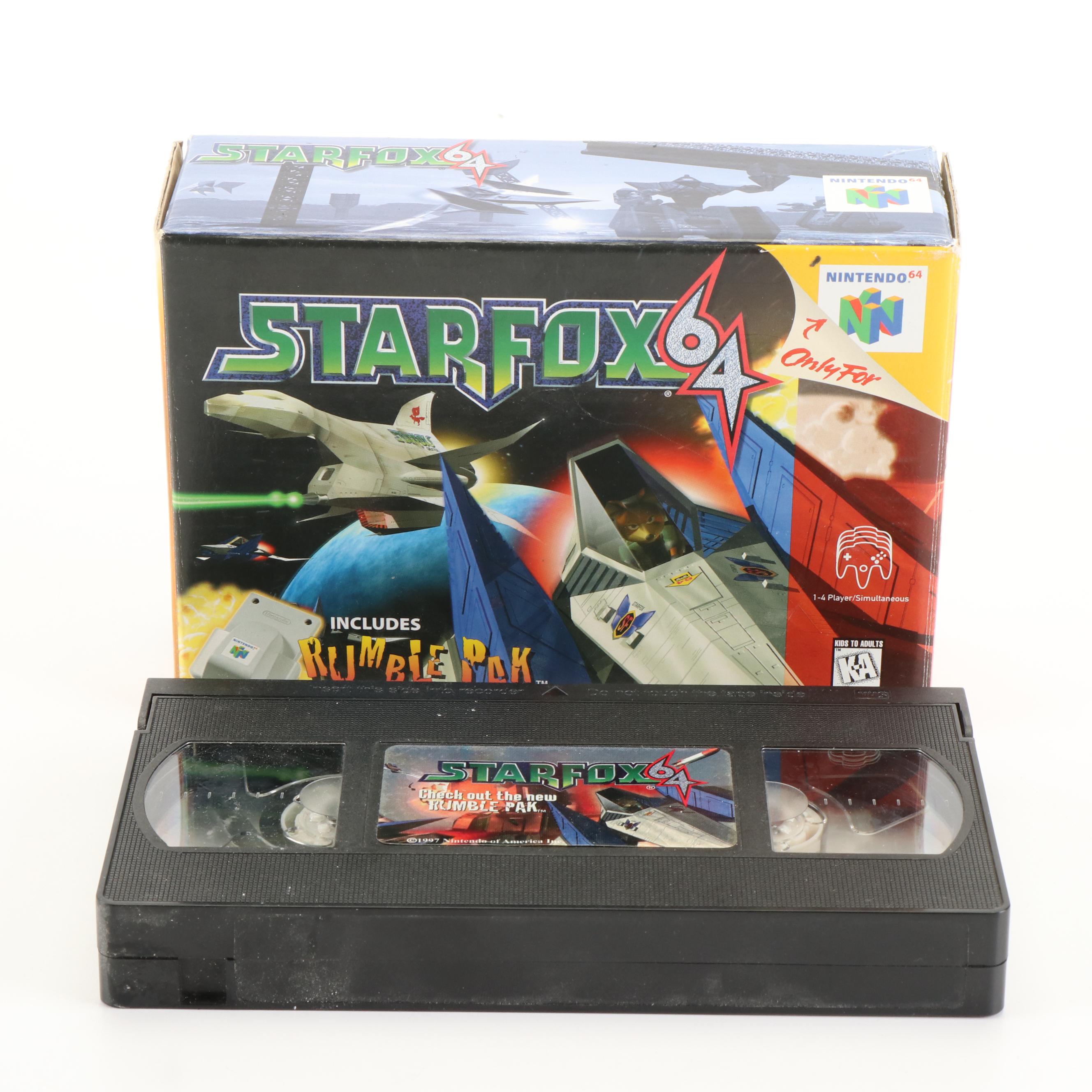 Star Fox Nintendo 64 Video Game with Original Box, Manual, and VHS Tape