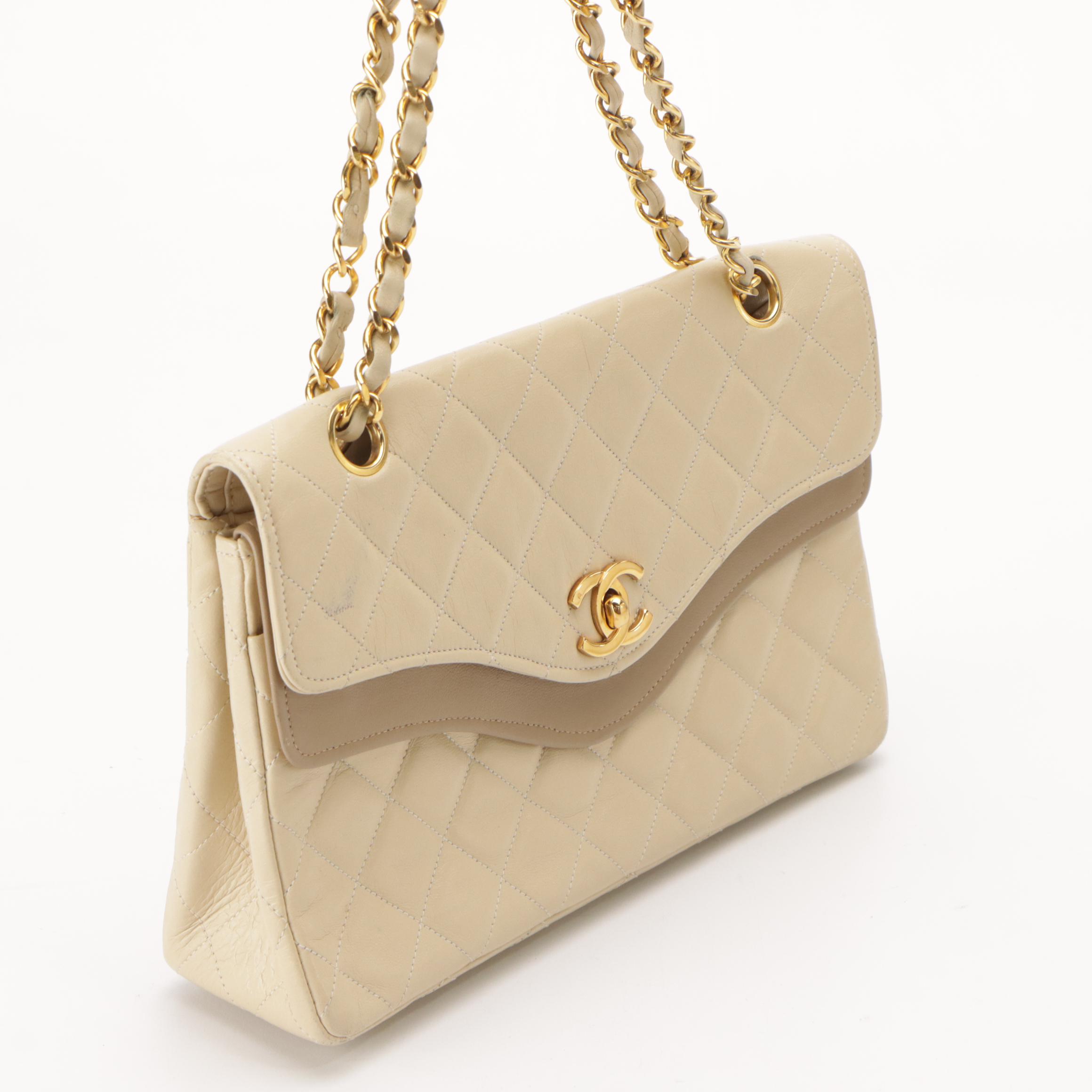 Chanel Double Flap Shoulder Bag in Bicolor Diamond Stitched Lambskin Leather
