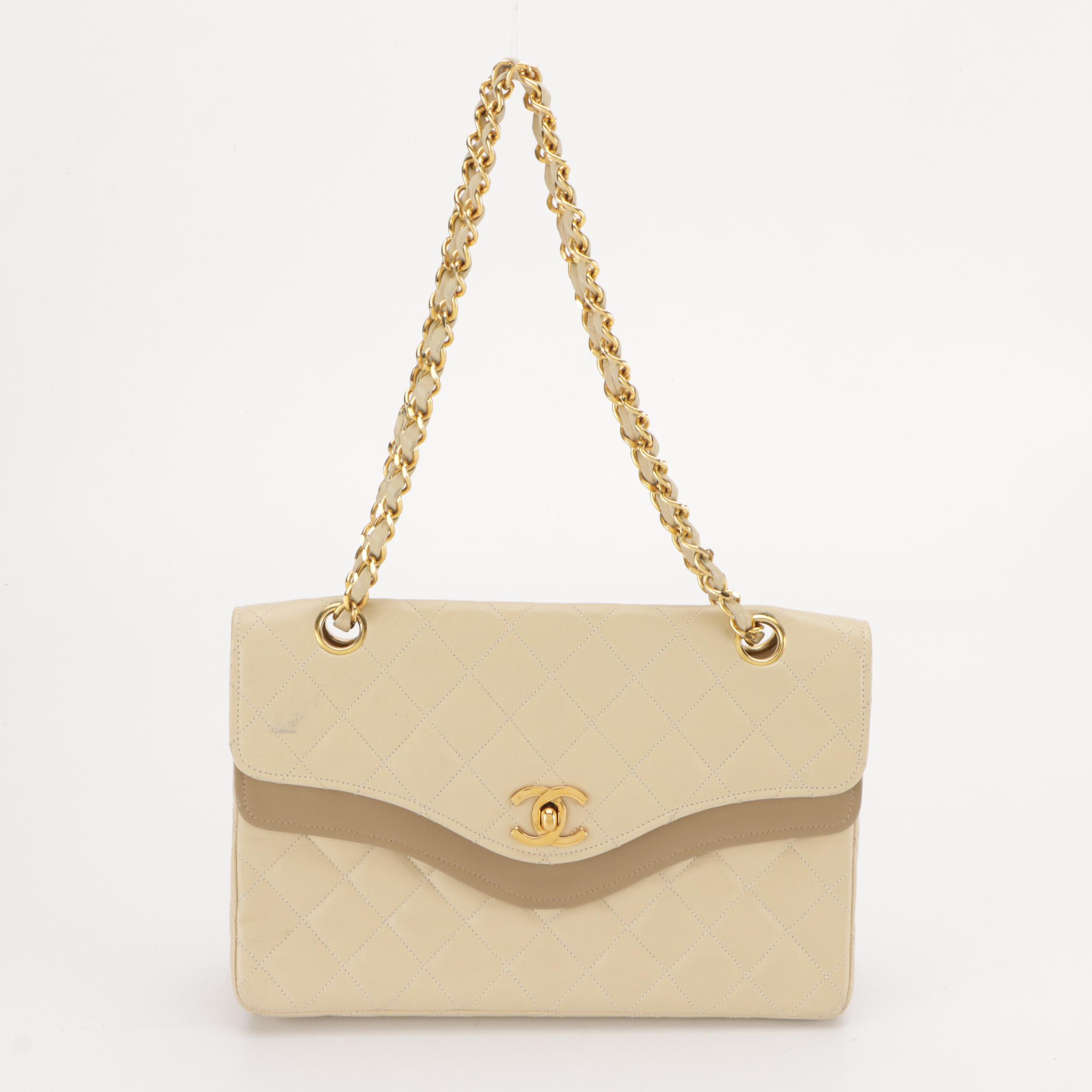 Chanel Double Flap Shoulder Bag in Bicolor Diamond Stitched Lambskin Leather