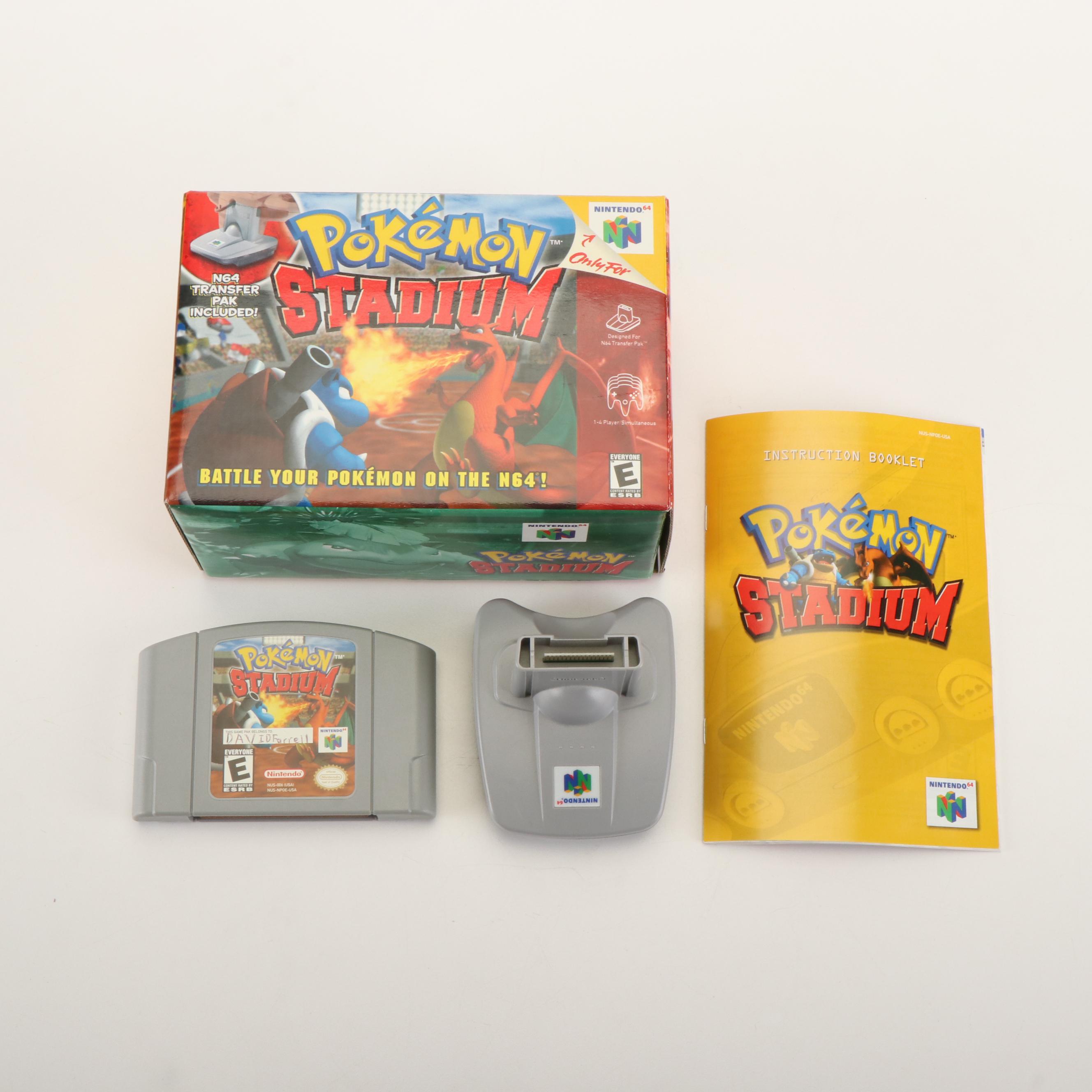 Pokémon Stadium Nintendo 64 Video Game with Original Box, Manual, & Transfer Pak