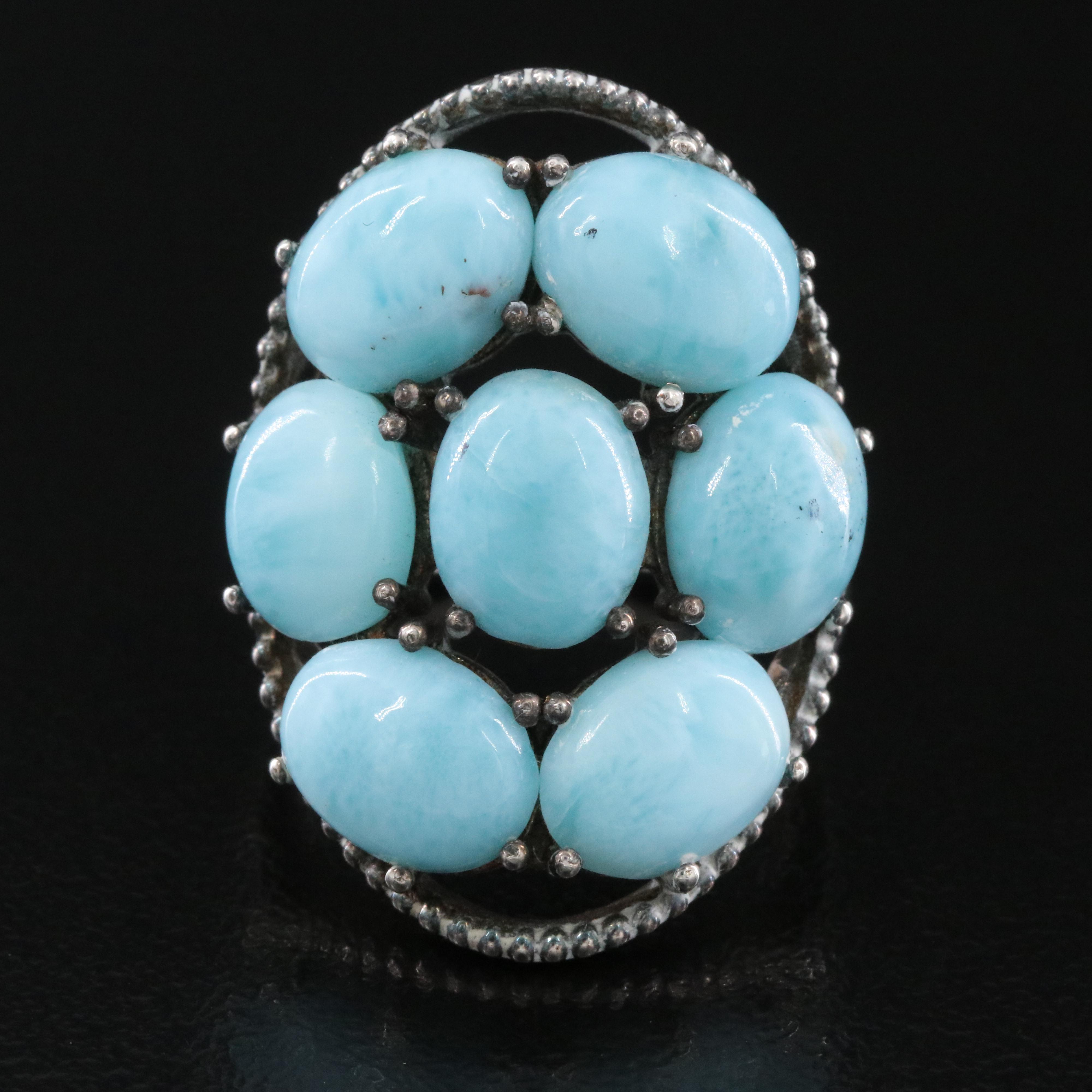 Sterling Larimar Ring