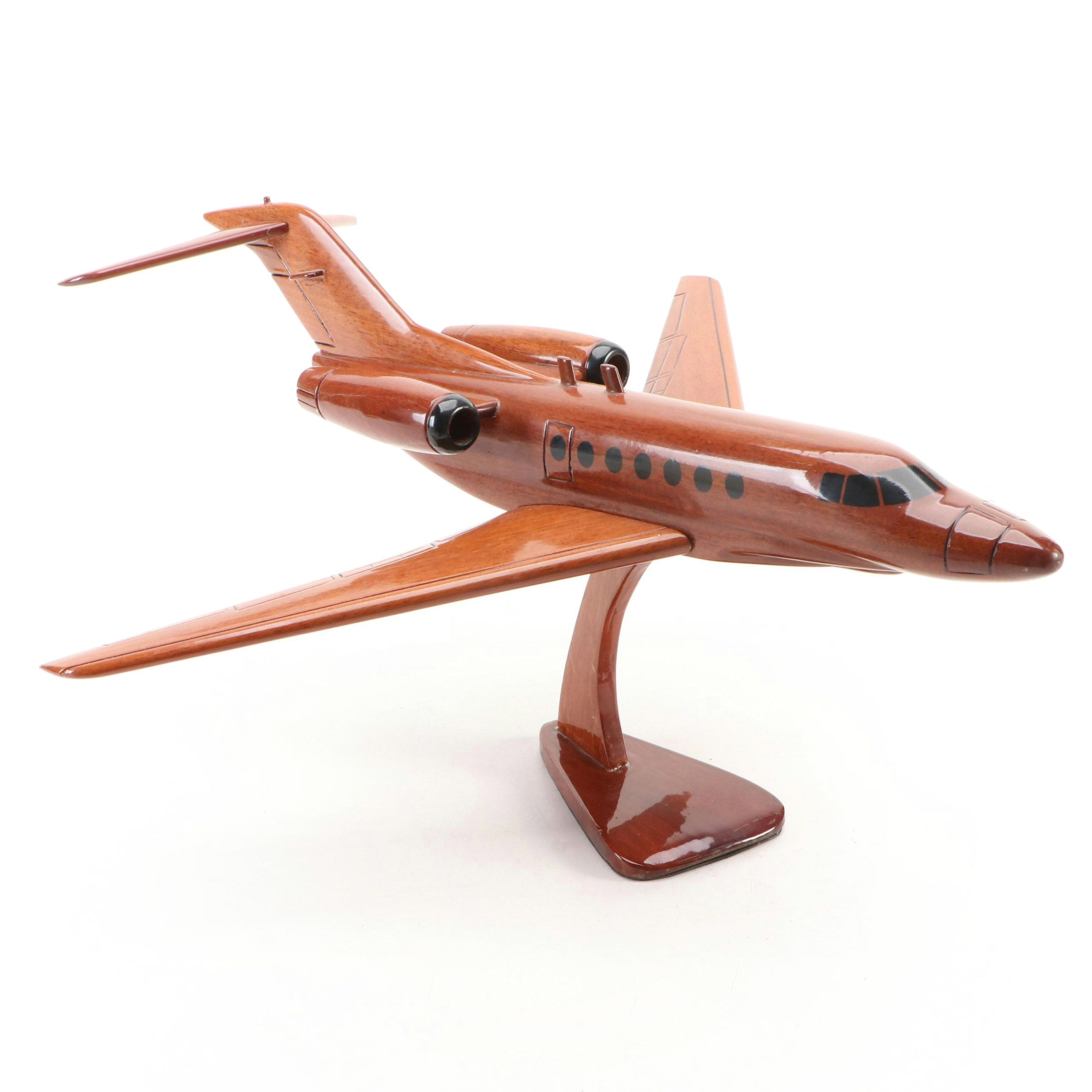 Wooden Hawker 800XP Airplane Model