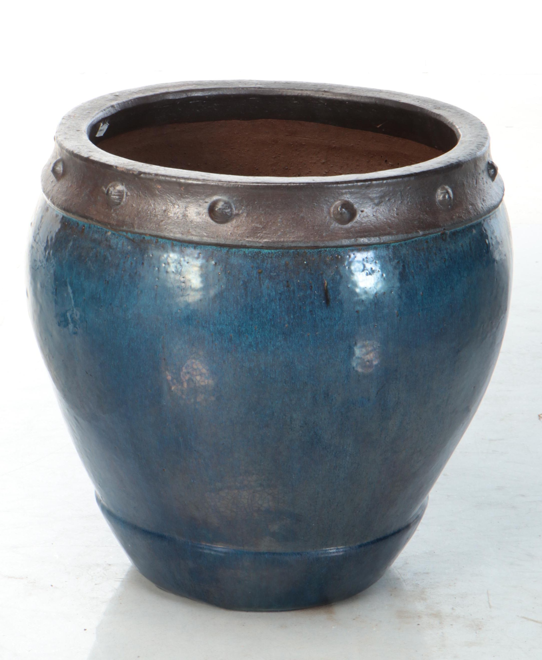 Blue Glazed Earthenware Planter