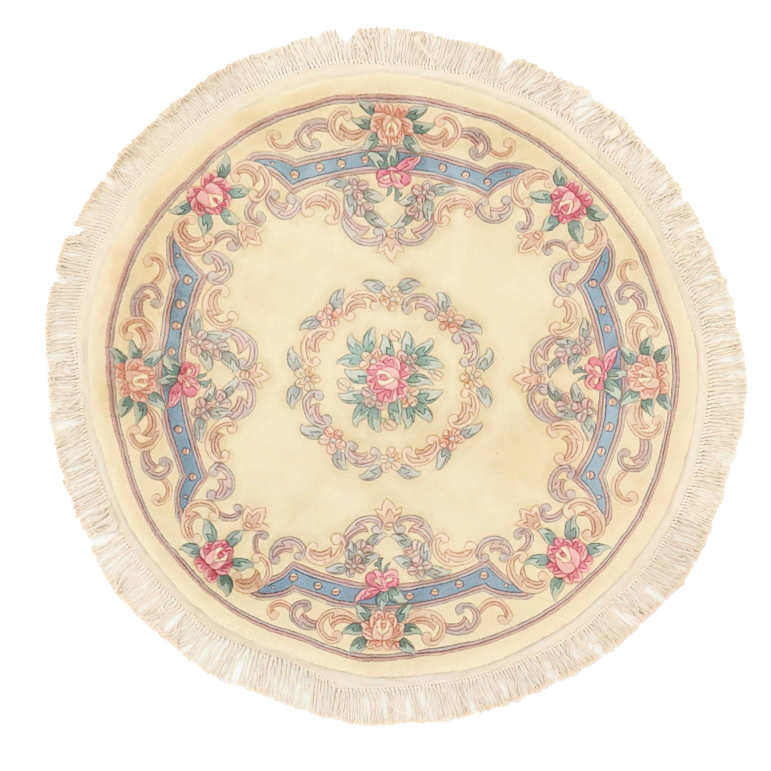 5'2 x 5'3 Round Hand-Knotted Chinese Peking Style Area Rug