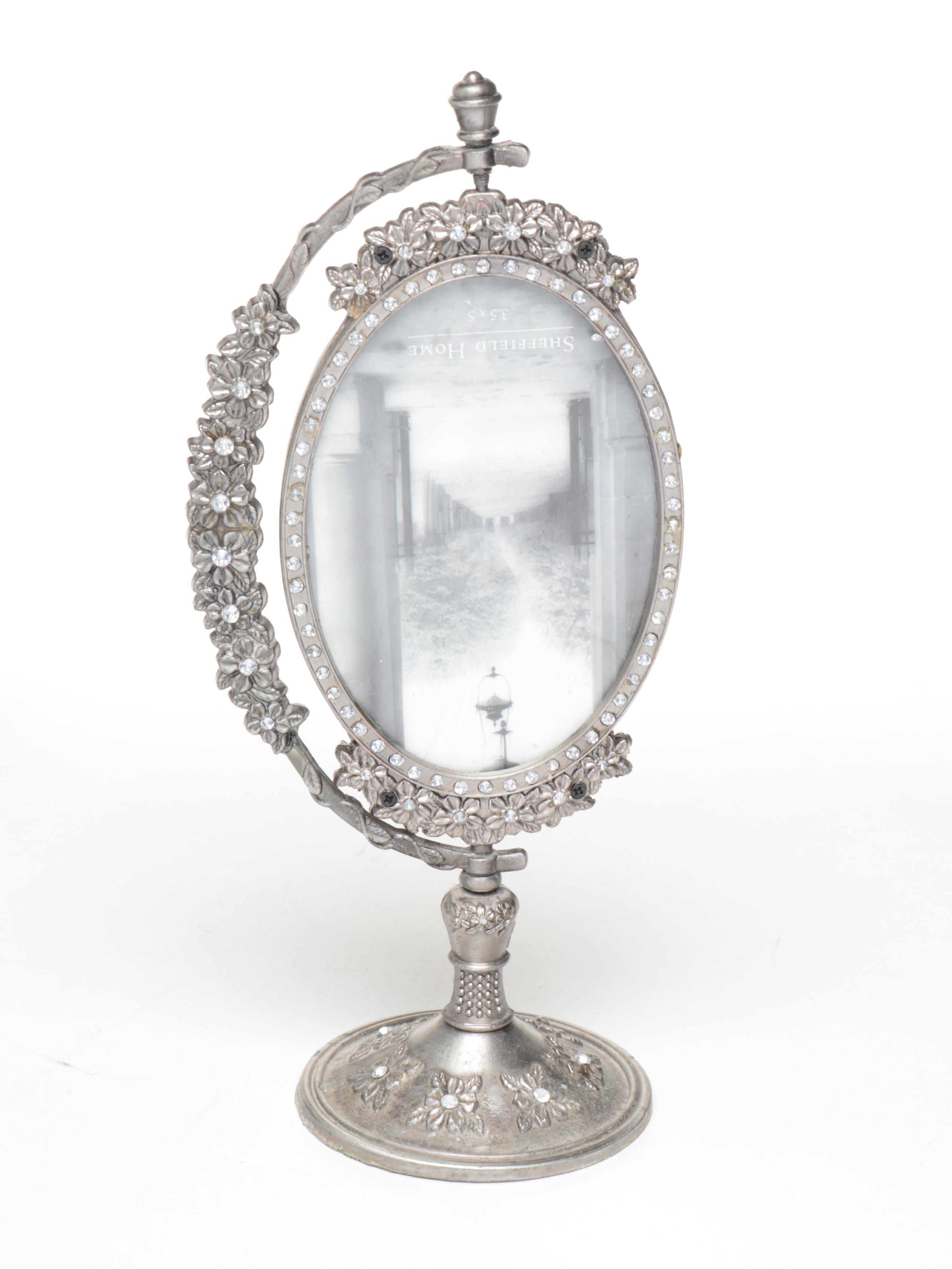 Chinese Style Porcelain Ginger Jar with Metal Embellishments and Other Decor