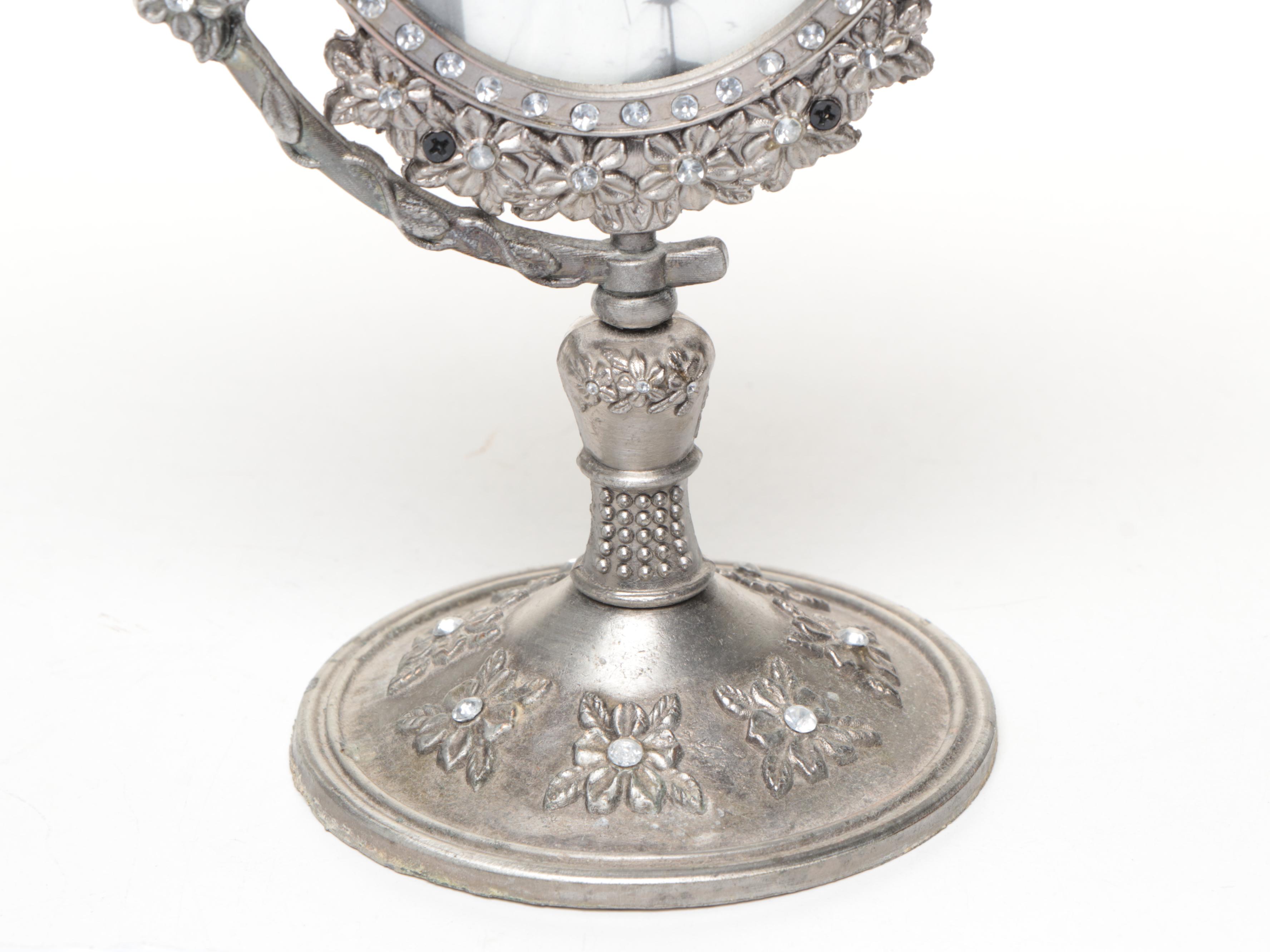 Chinese Style Porcelain Ginger Jar with Metal Embellishments and Other Decor