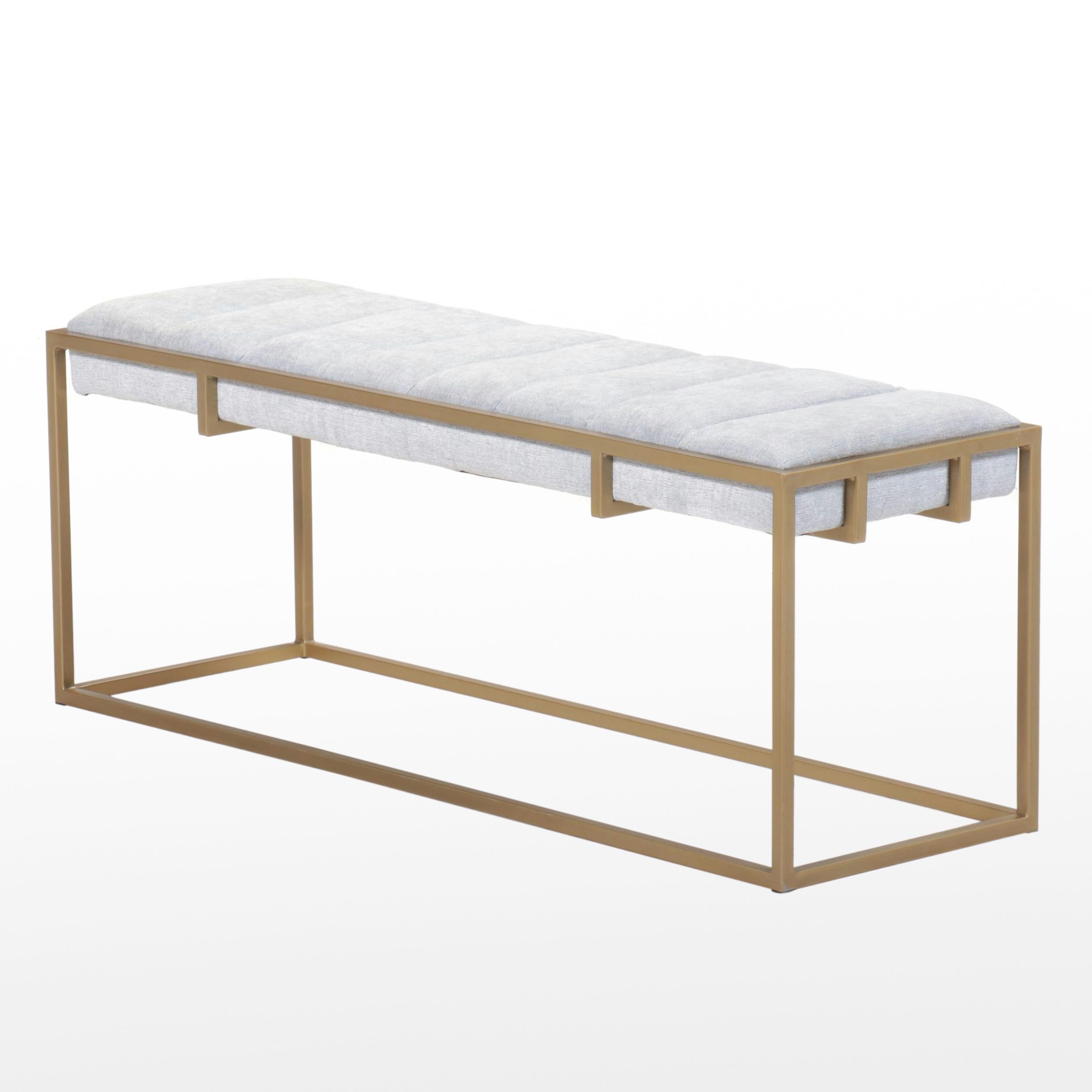 Millwork Holdings Contemporary Channel Tufted and Gold Tone Metal Bench