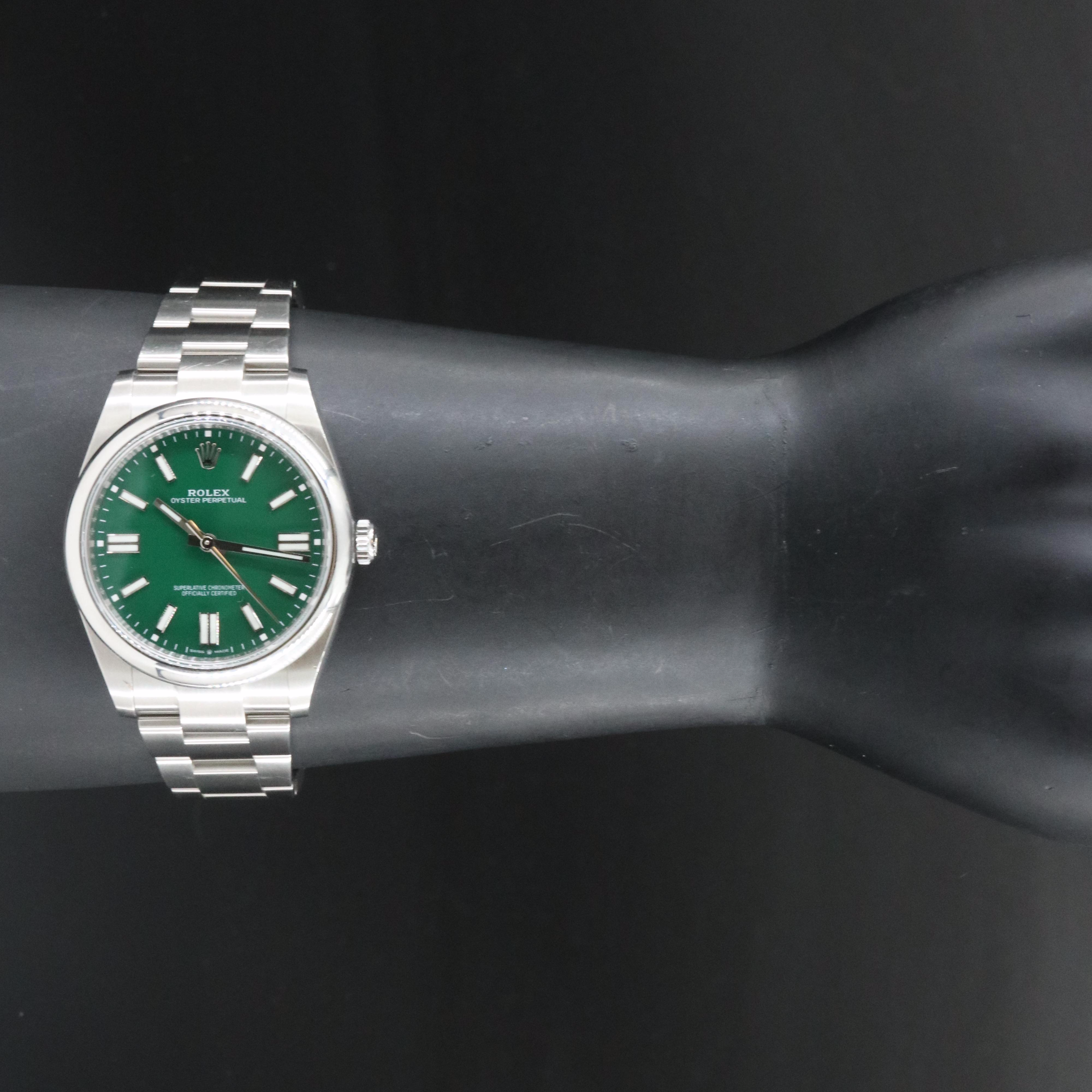 Rolex Oyster Perpetual 124300 Green Dial 41mm Steel Automatic Watch