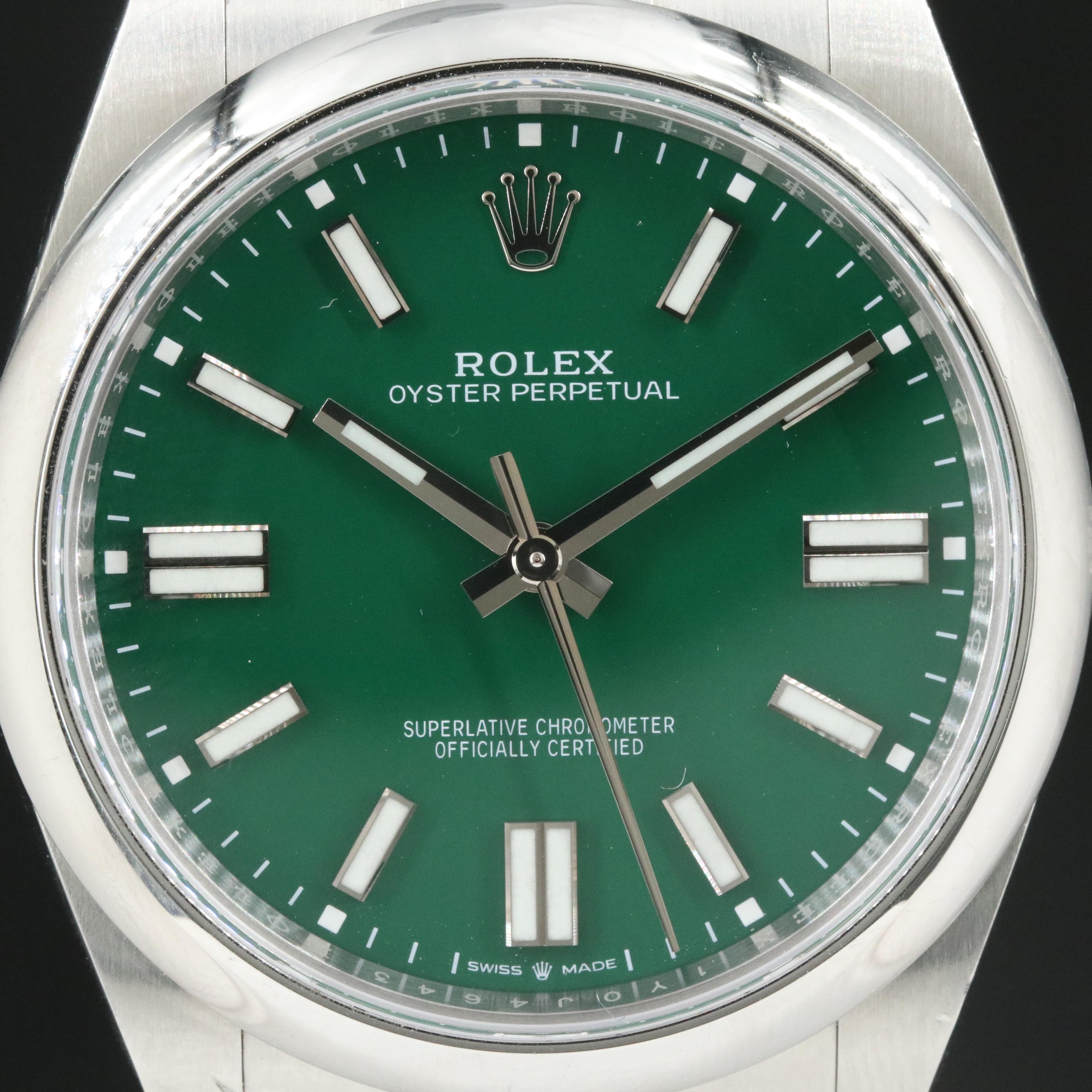 Rolex Oyster Perpetual 124300 Green Dial 41mm Steel Automatic Watch