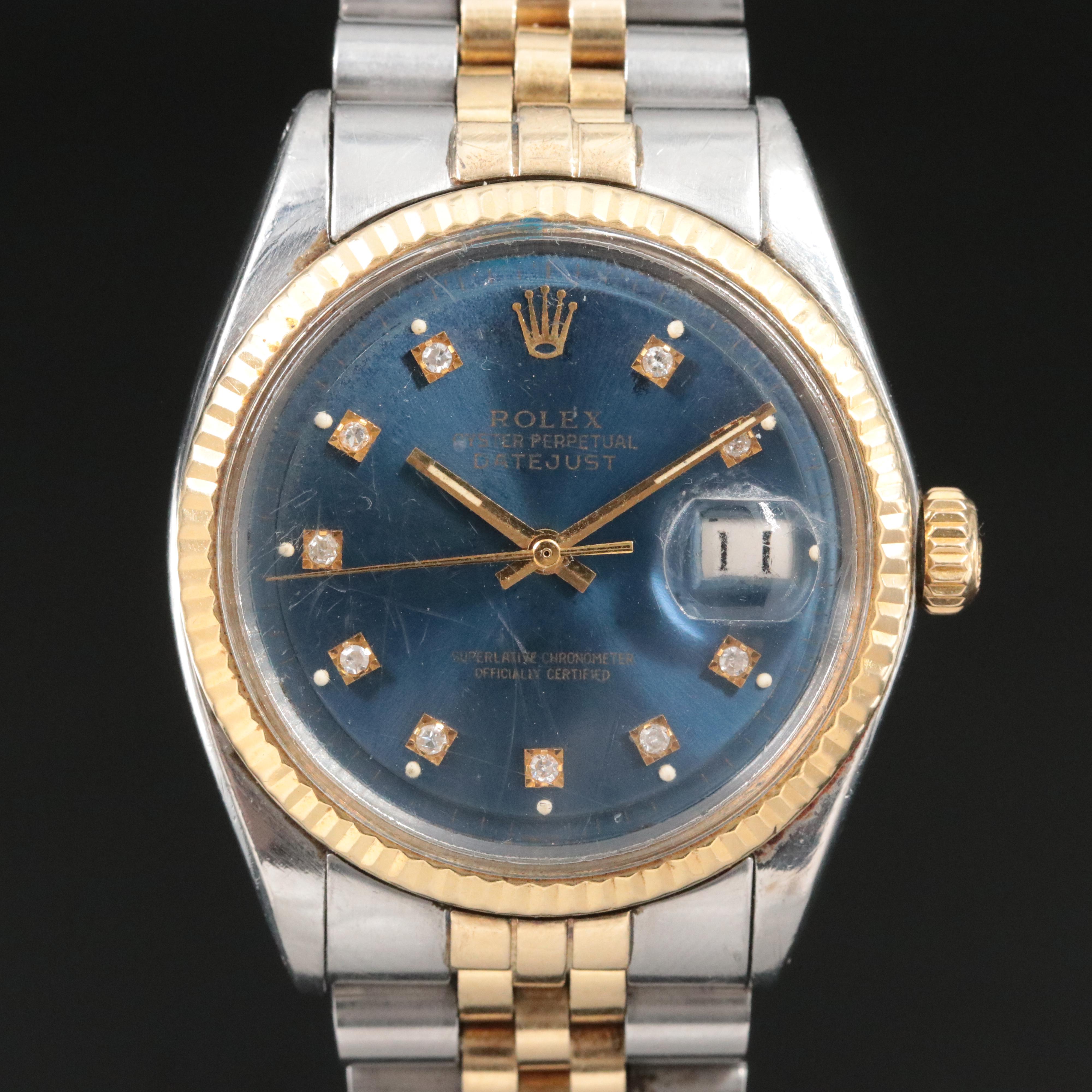 1971 Rolex Custom Diamond Dial Model 1601 Datejust Watch