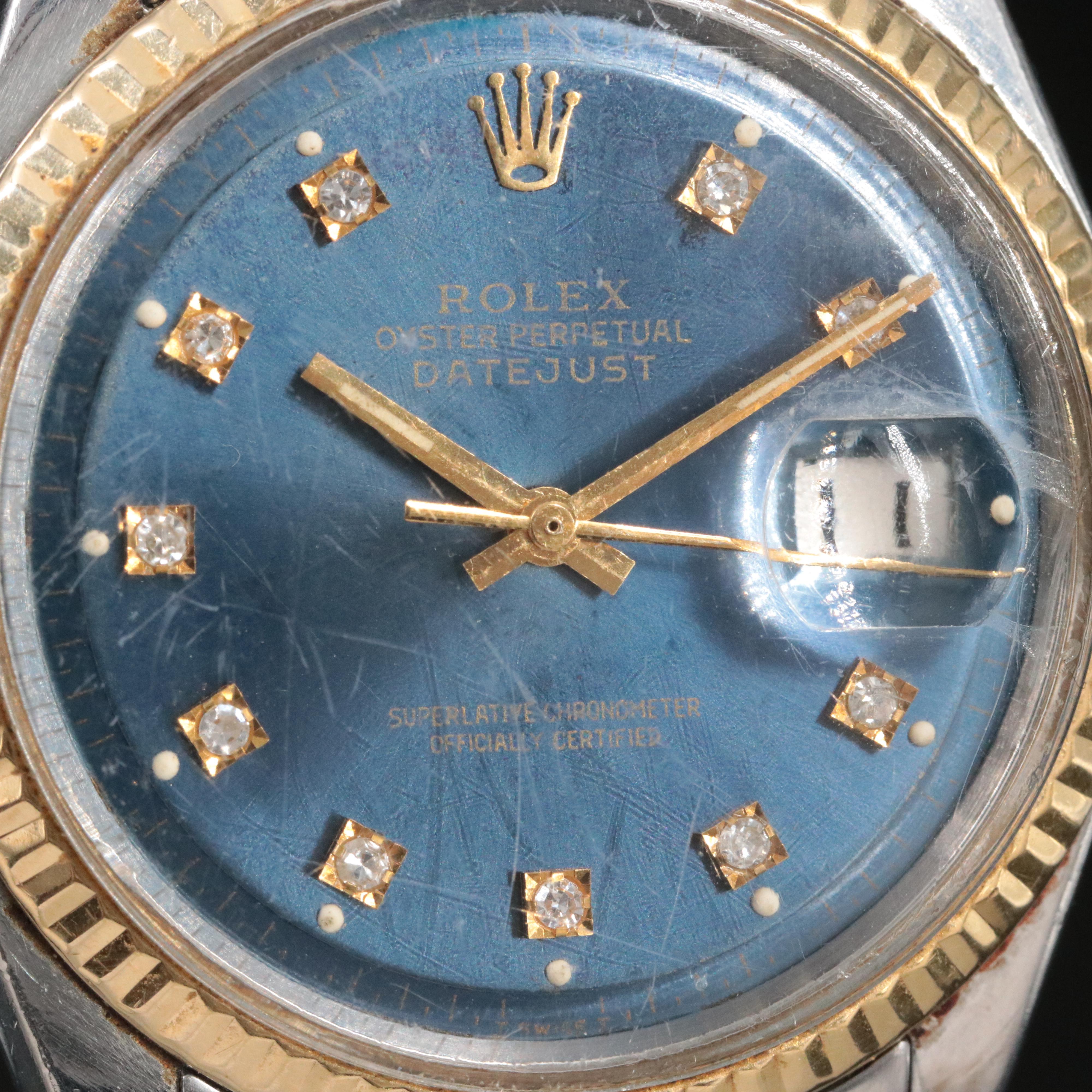1971 Rolex Custom Diamond Dial Model 1601 Datejust Watch