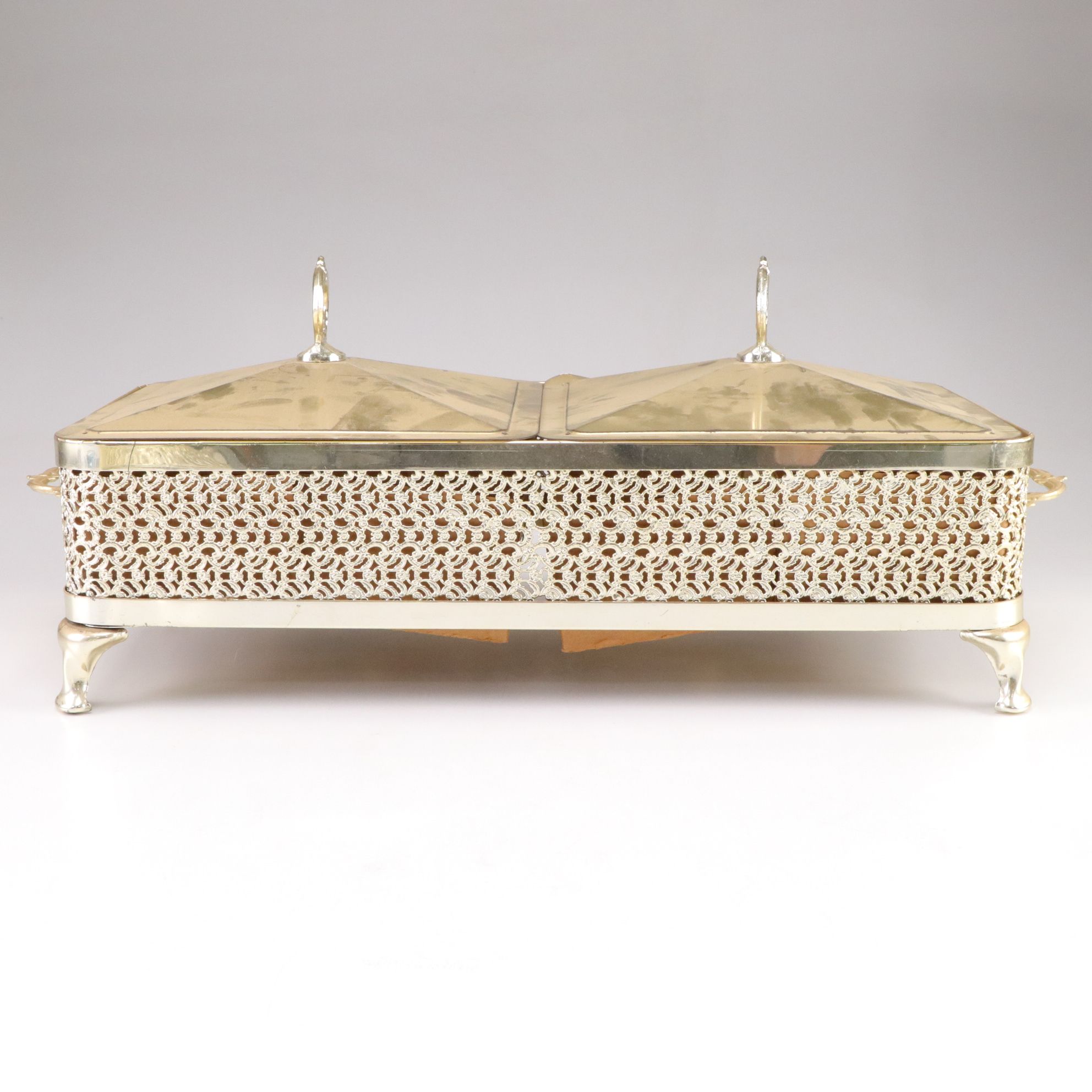 Metal Casserole Dish Warmer and Condiment Set, Mid to Late 20th Century