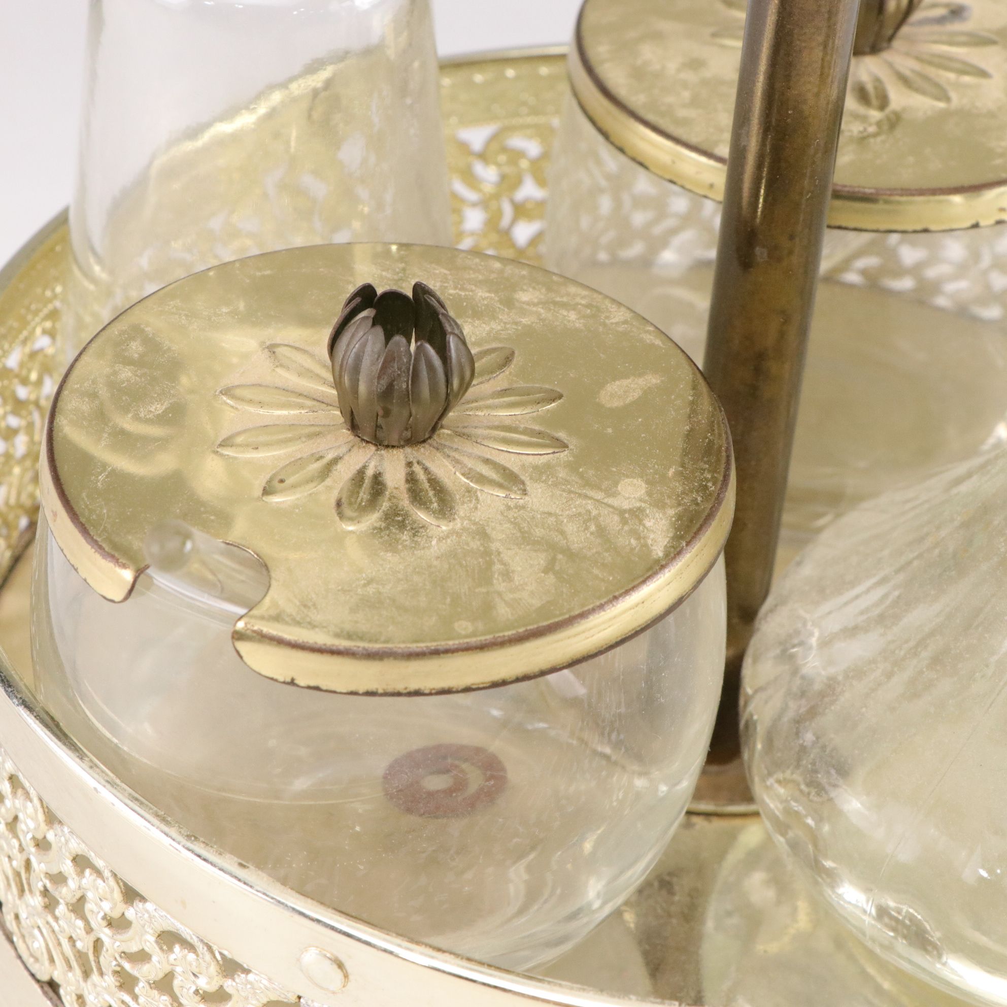 Metal Casserole Dish Warmer and Condiment Set, Mid to Late 20th Century