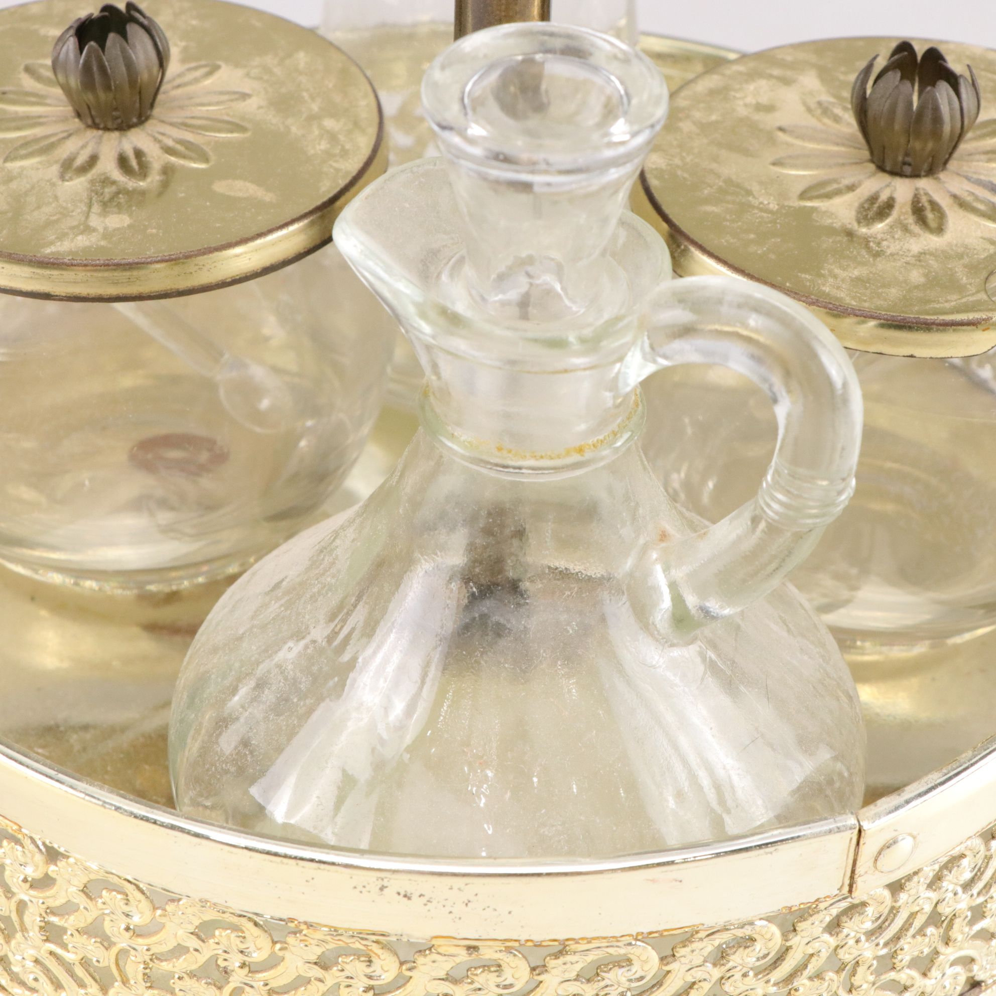 Metal Casserole Dish Warmer and Condiment Set, Mid to Late 20th Century