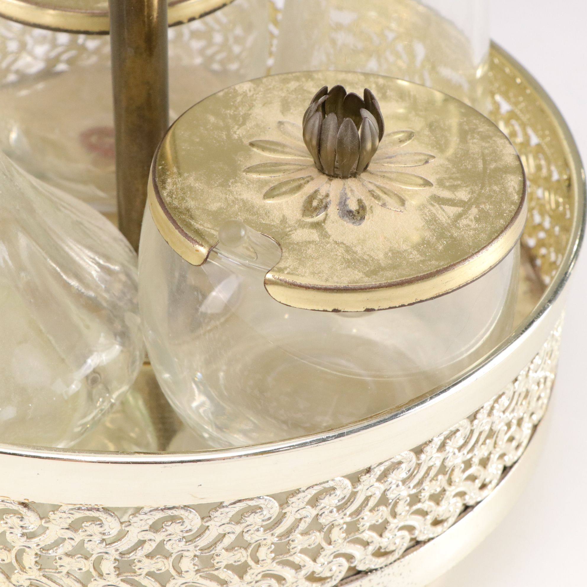 Metal Casserole Dish Warmer and Condiment Set, Mid to Late 20th Century